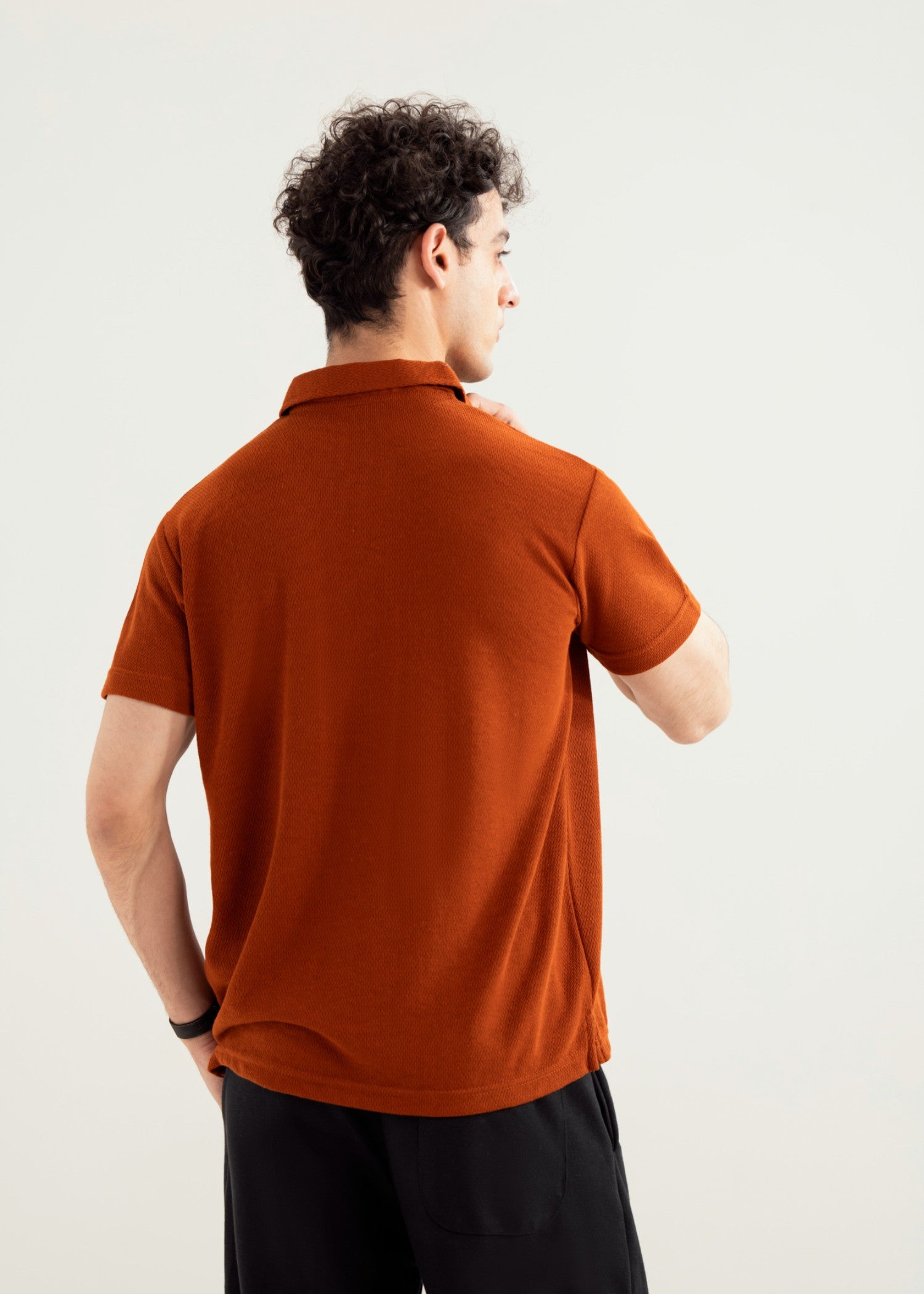 cotton Polo Shirt in Rust orange