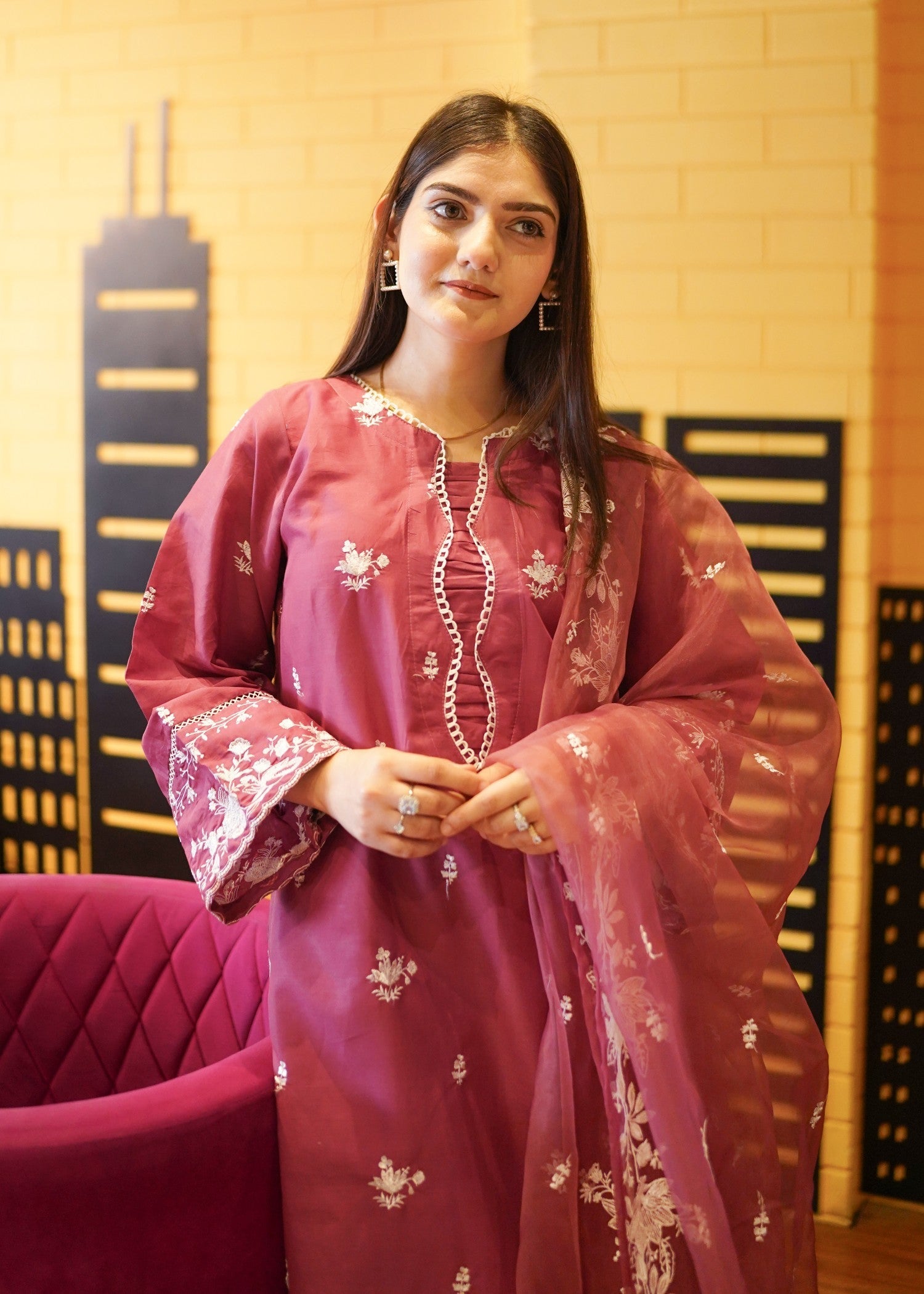 cotton Kurta Set in Petal pink