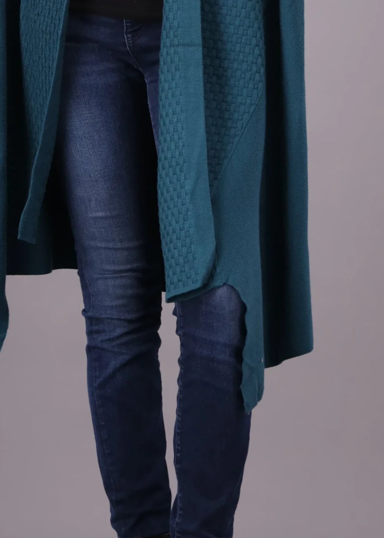 chambray Cardigan in Teal