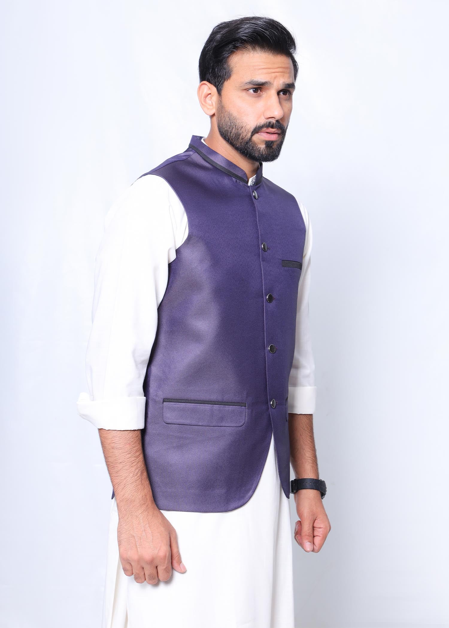 silk Waistcoat in Purple heart