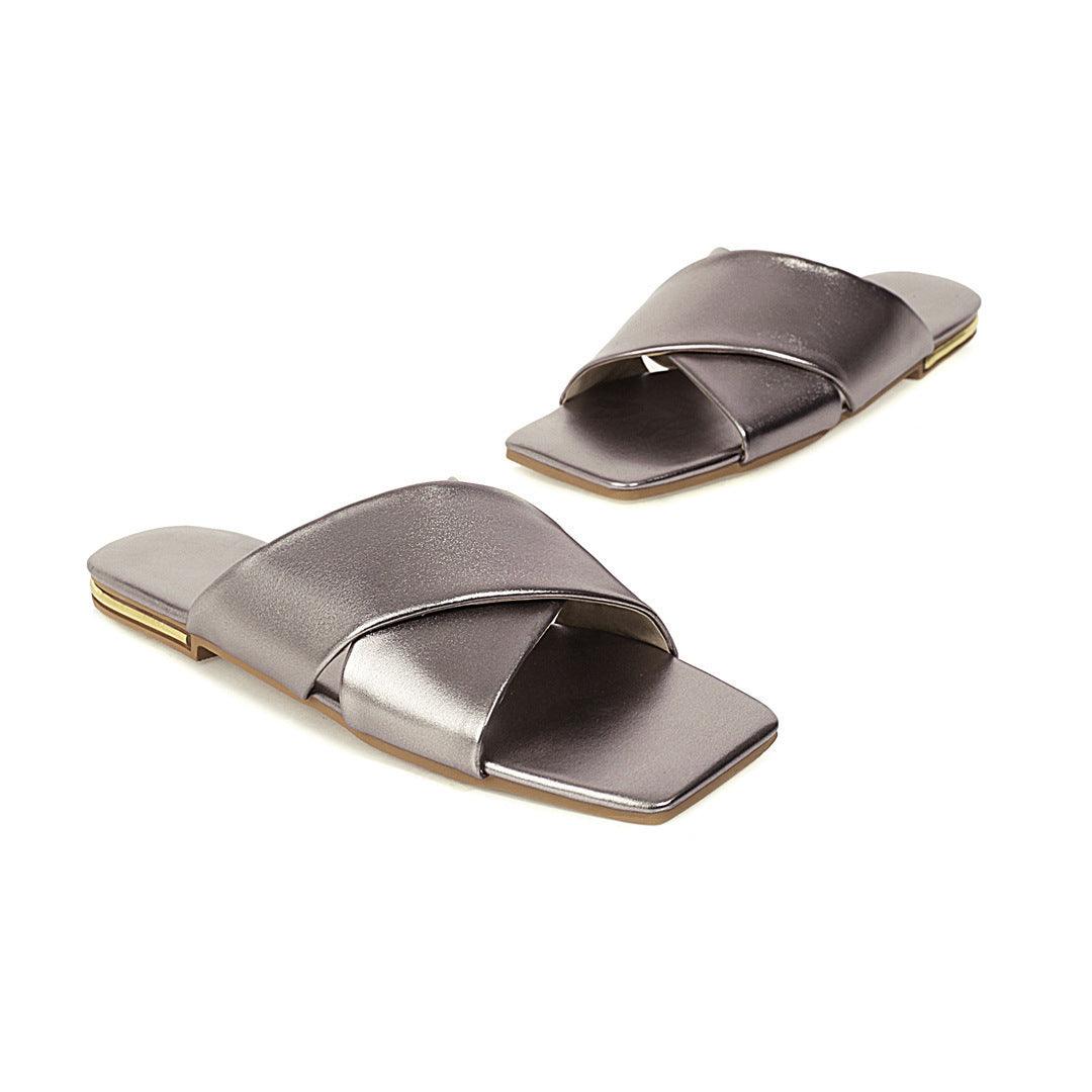 Sandals Simple Cross Flat Slippers Flat Heel Women's Shoes
