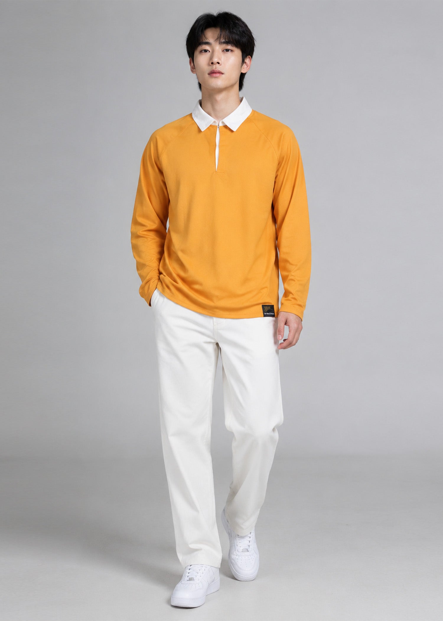 polyester Polo Shirt in Orange, white