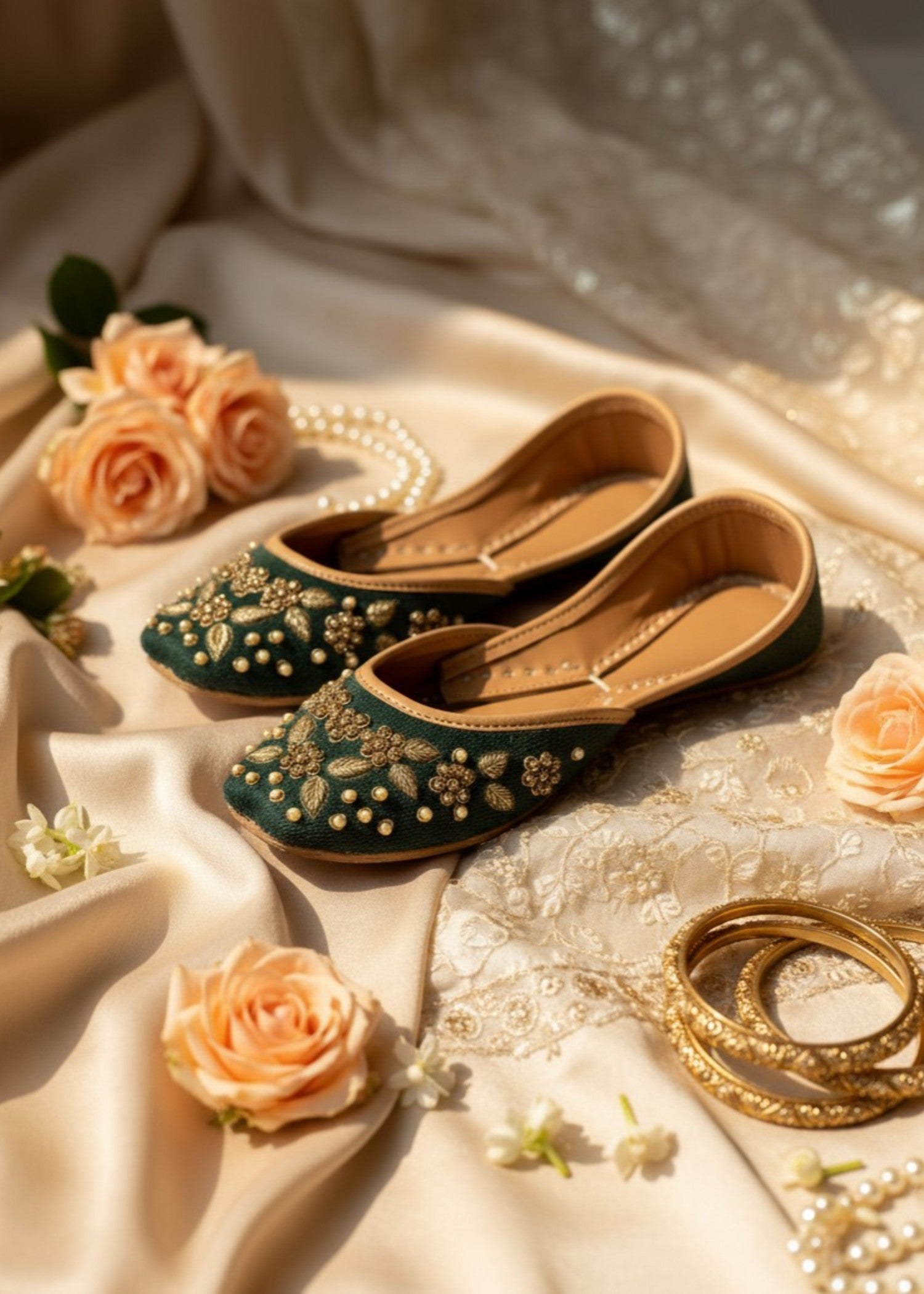 Khussa in Dark green by - High Quality Women Khussa PAM9158