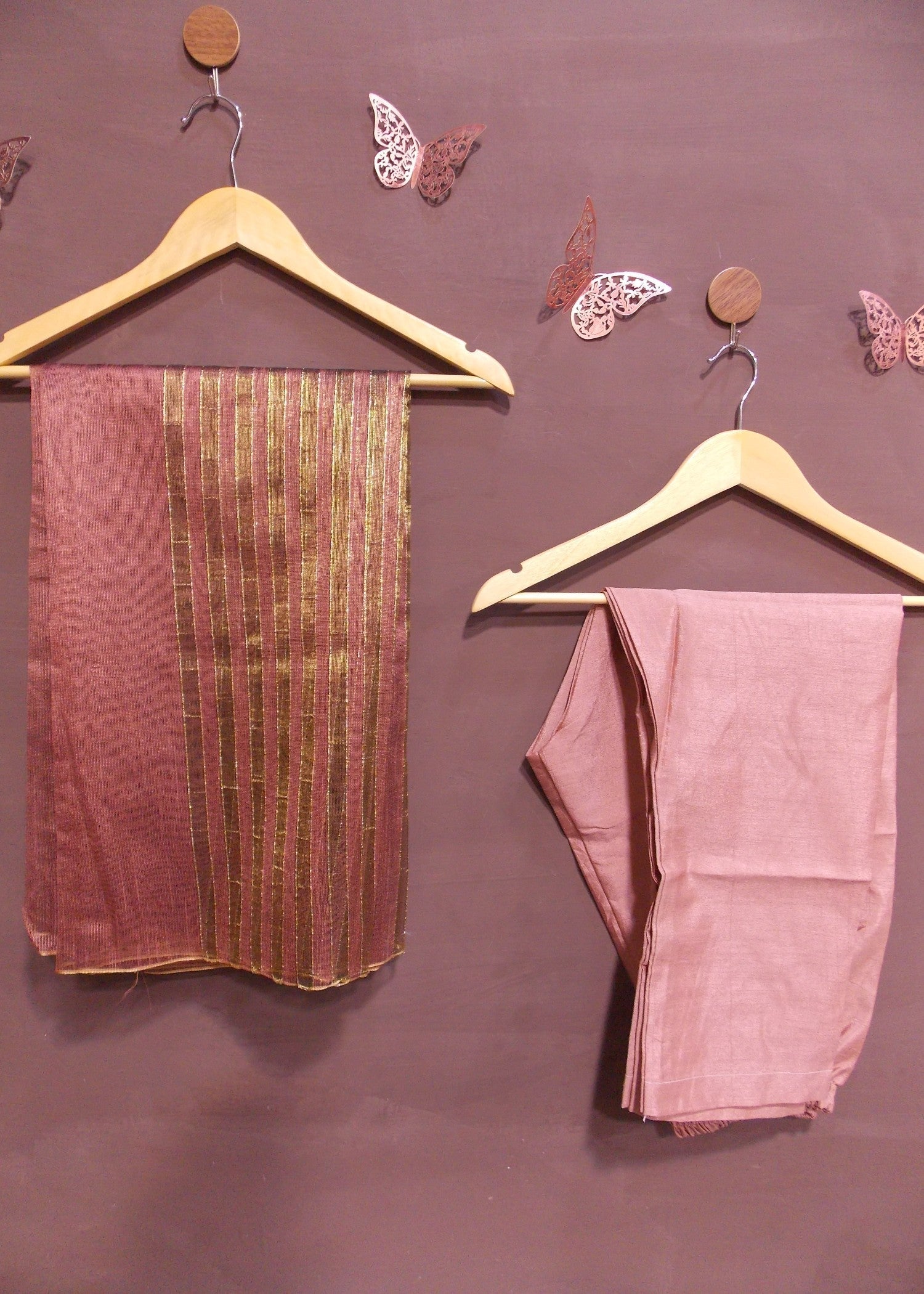 raw silk Short Frock in Peach pink