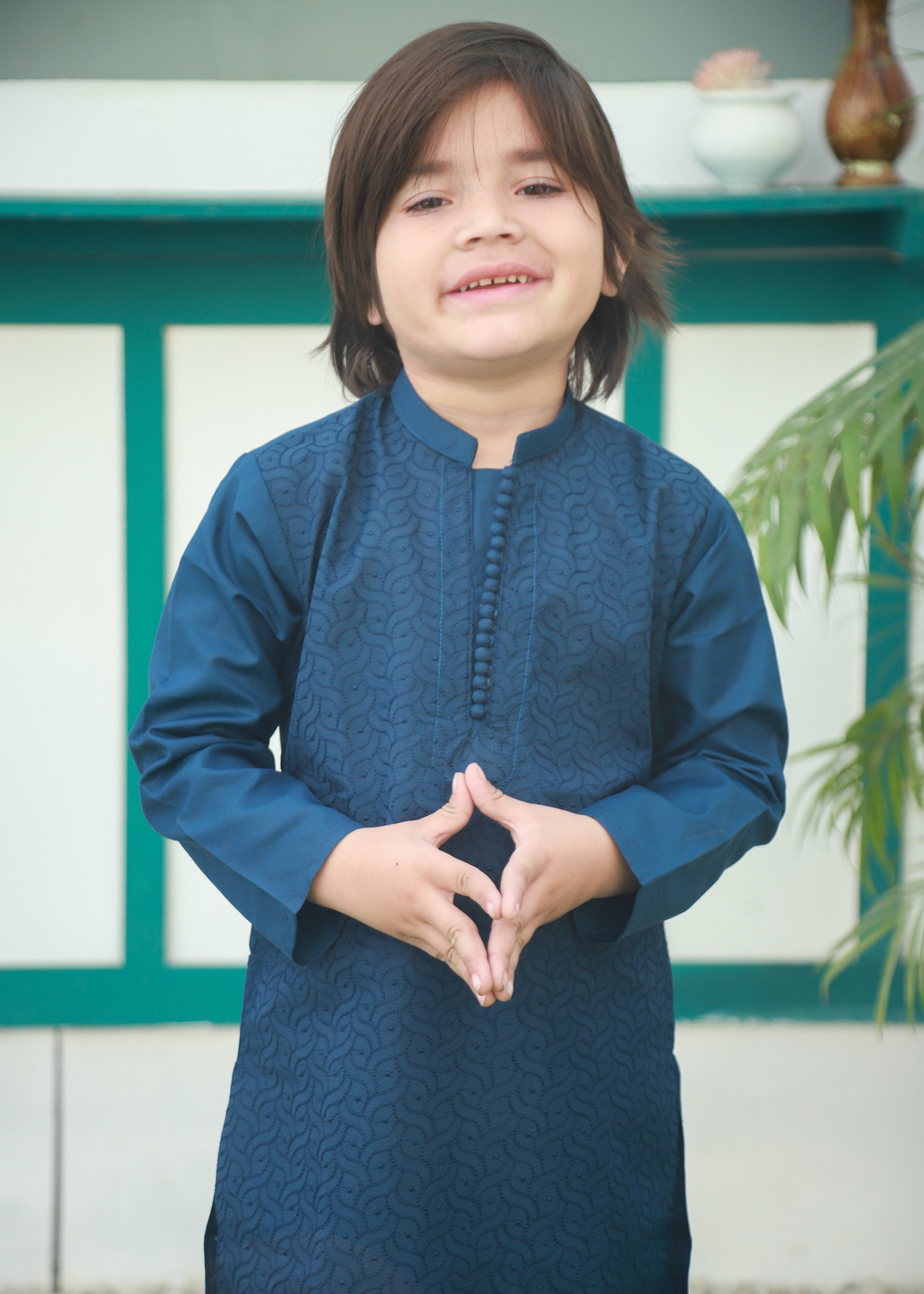 cotton Kurta Set in Sapphire blue