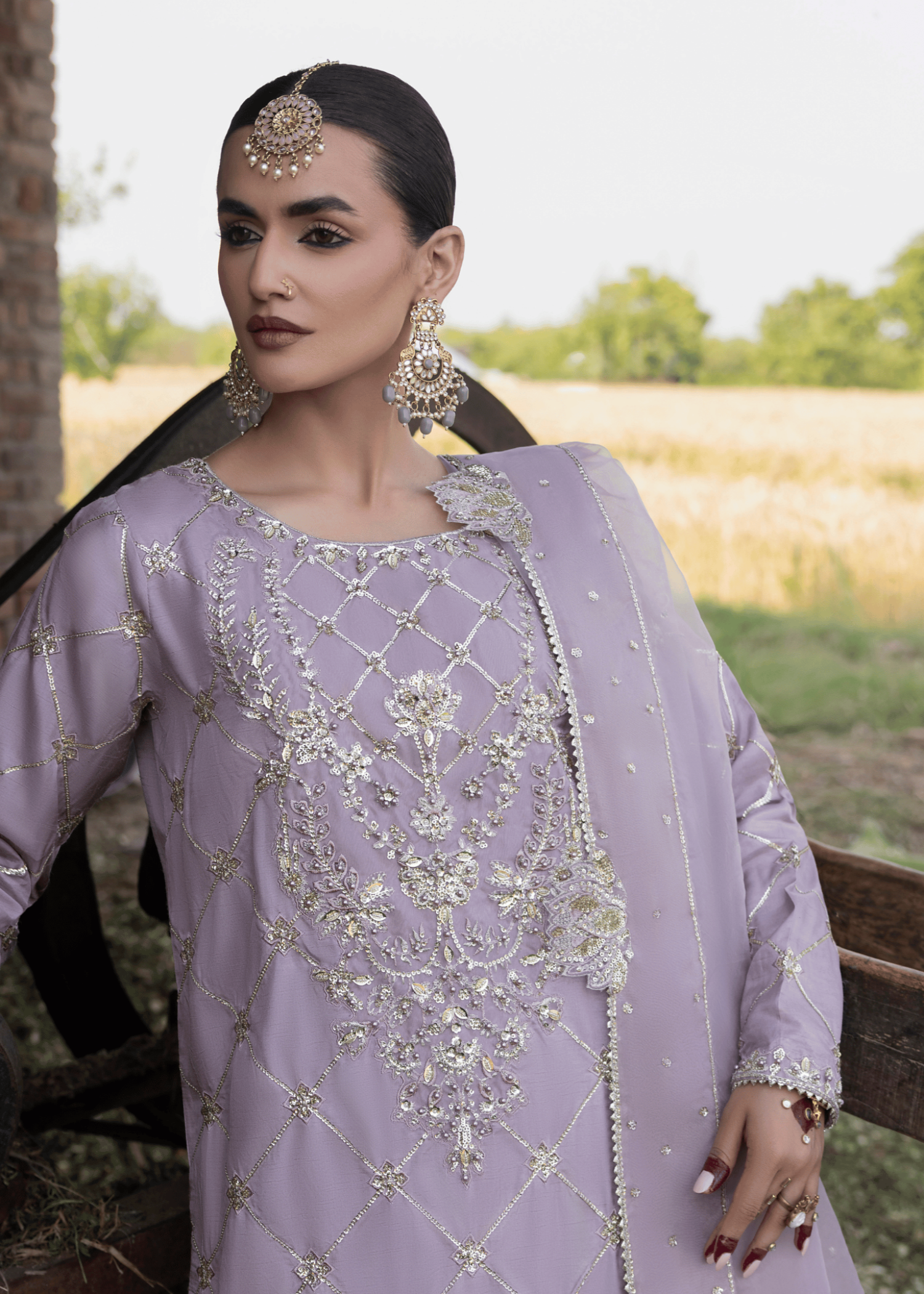 korean raw silk Kurta Set in Lavender