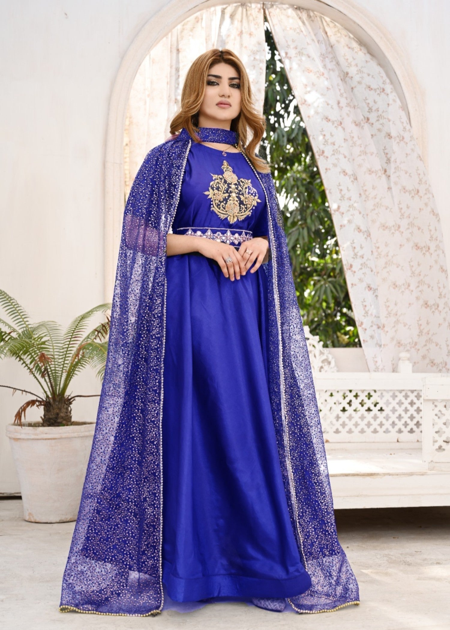 kattan silk Maxi in Royal blue
