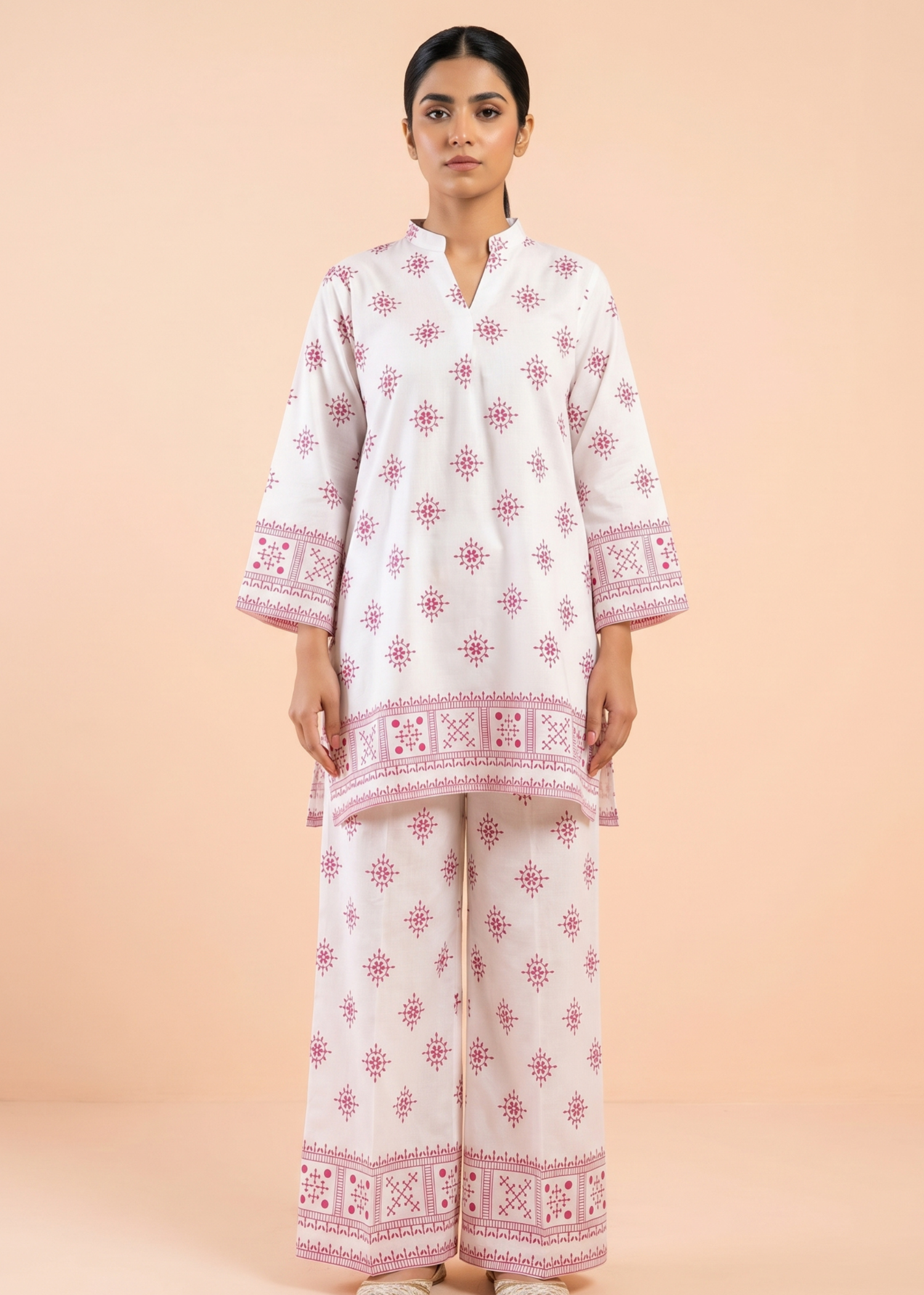 linen Co Ord Sets in White, pink