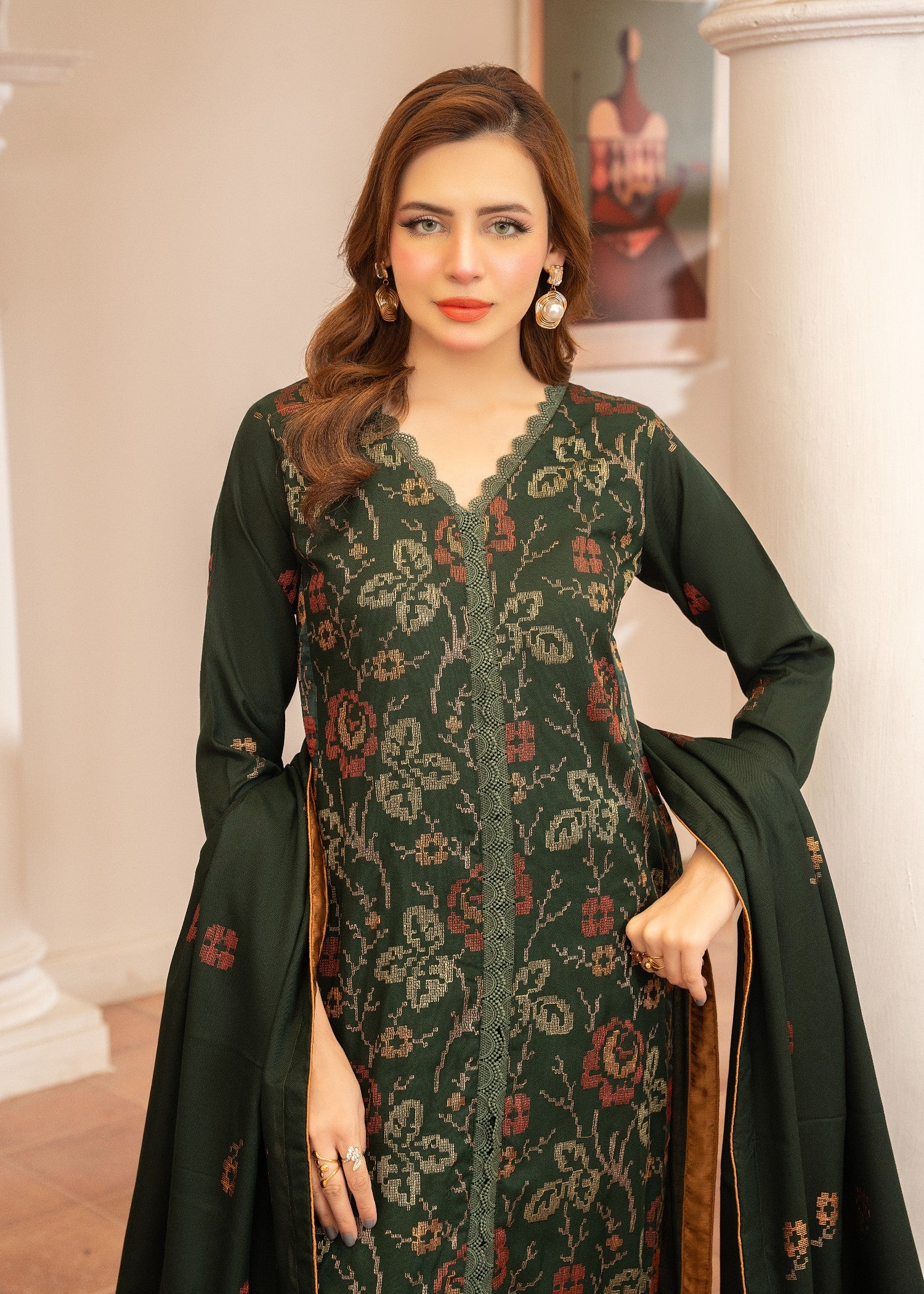 dhanak Kurta Set in Green