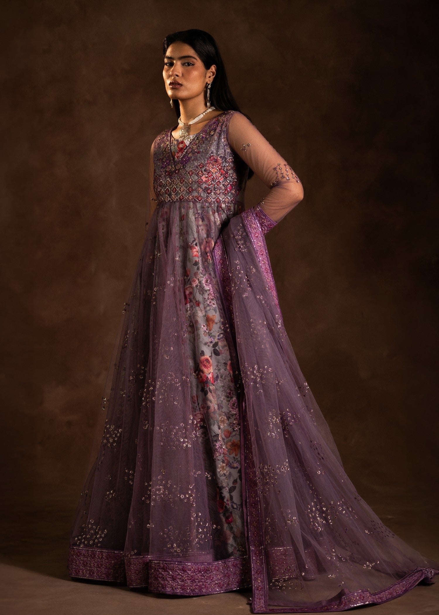 net Maxi in Grey, purple