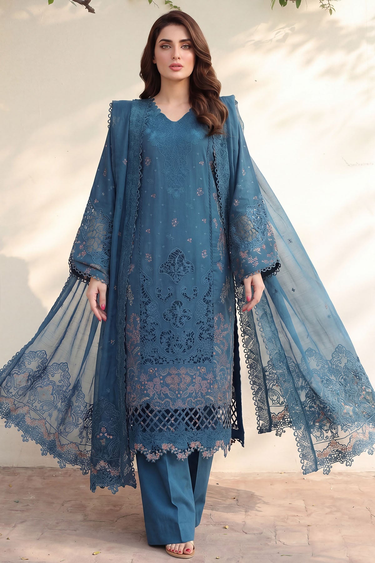lawn Kurta Set in Blue