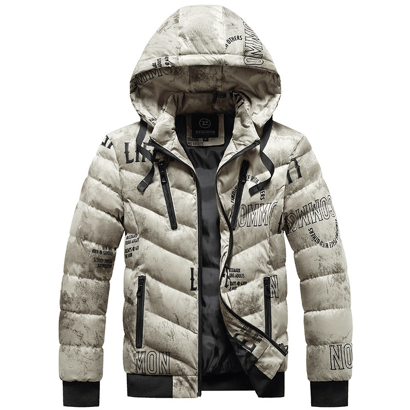 Men'S Winter Hooded plus Fleece Padded Coat
