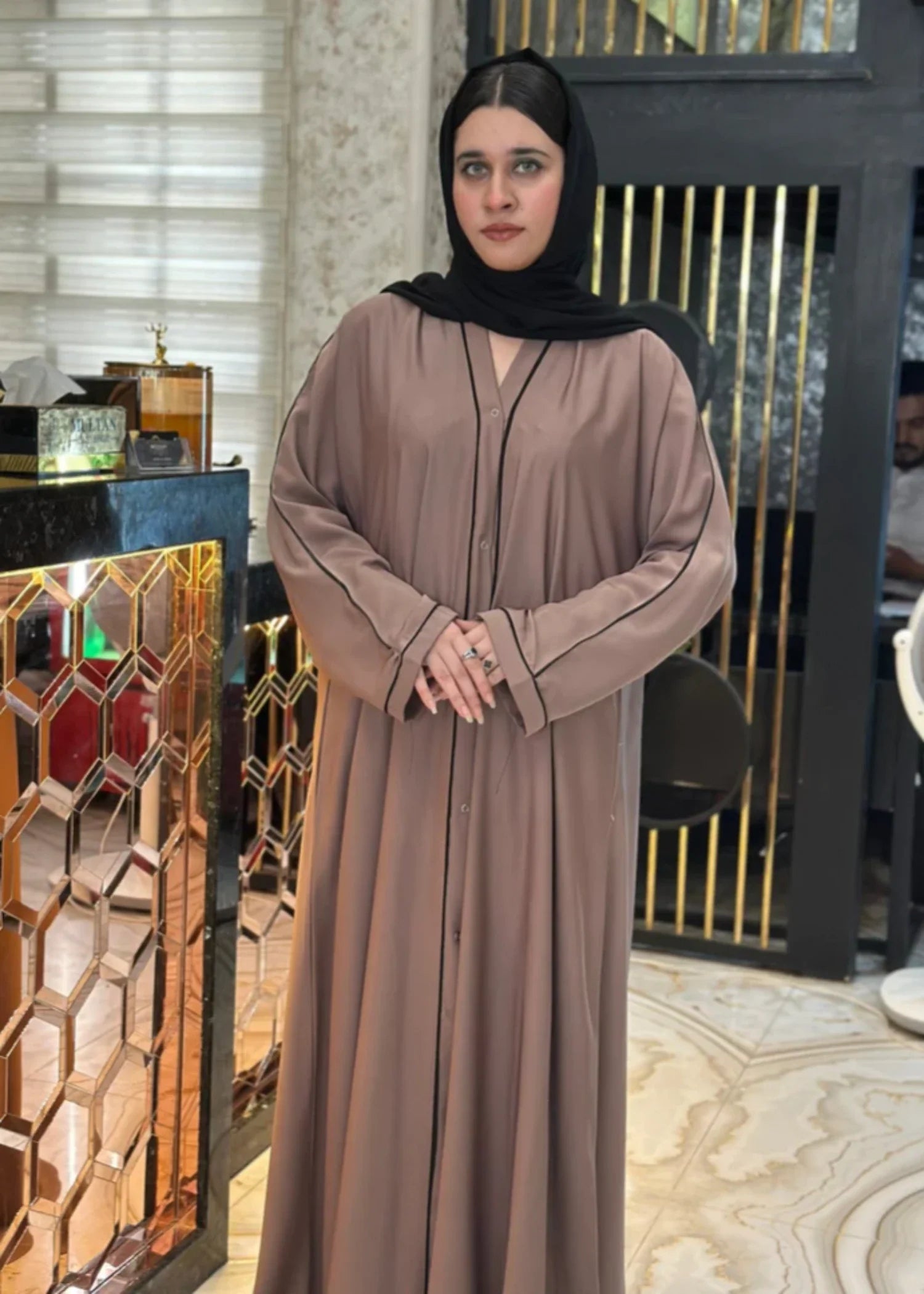 nidha Abaya in Mocha brown