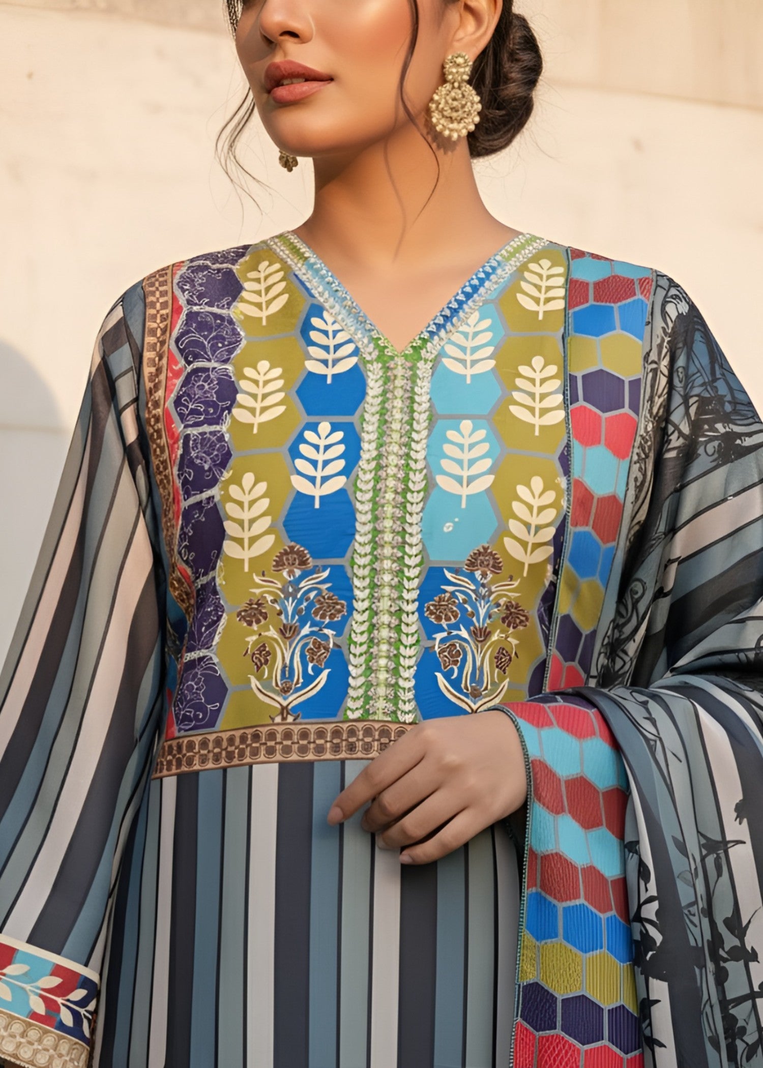 corduroy Kurta Set in Multi