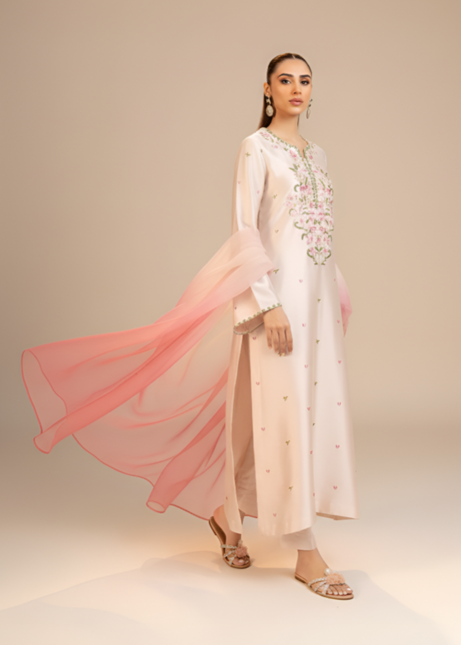 tussar silk Kurta Set in Beige