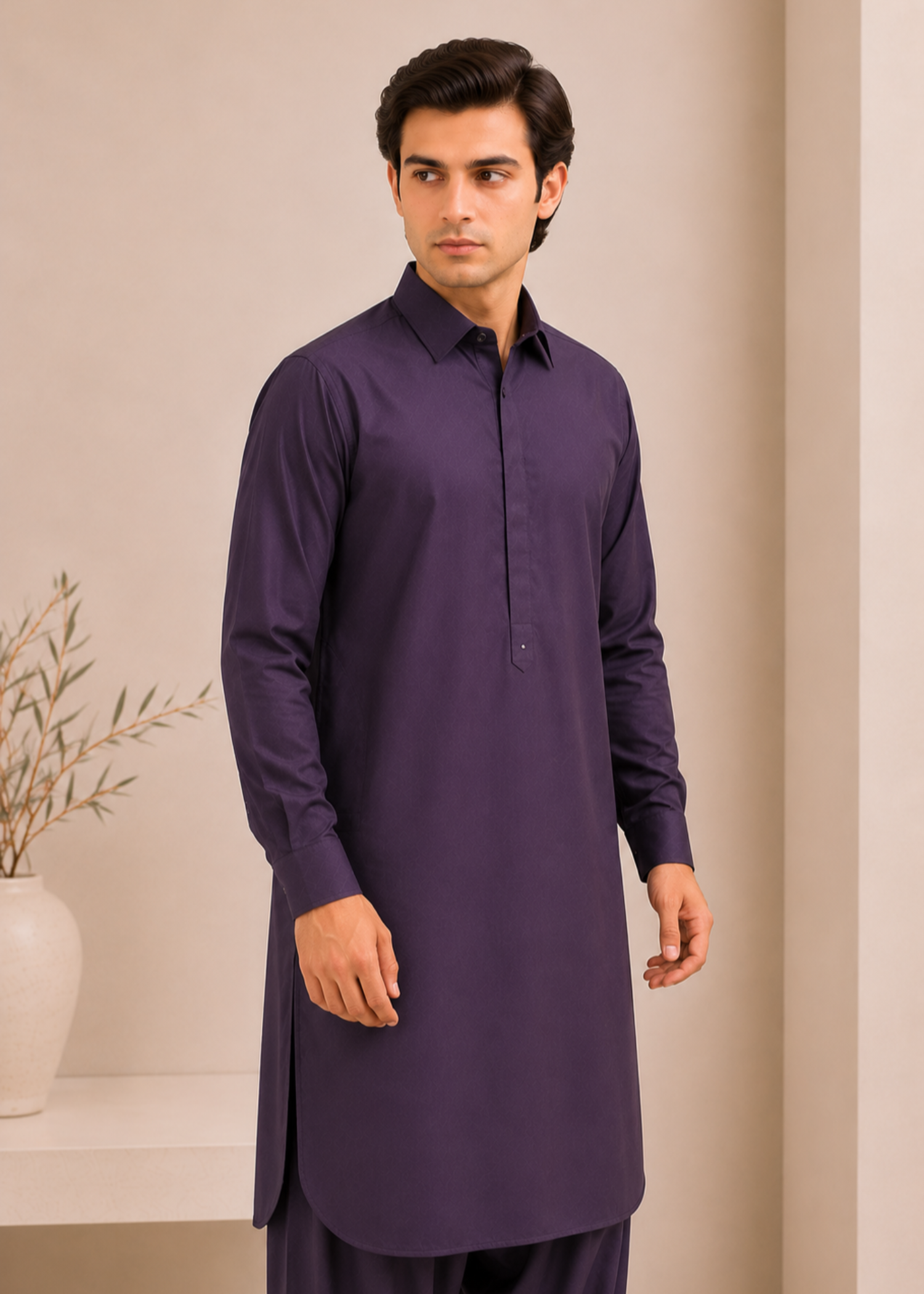 wash & wear Shalwar Kameez in Deep purple