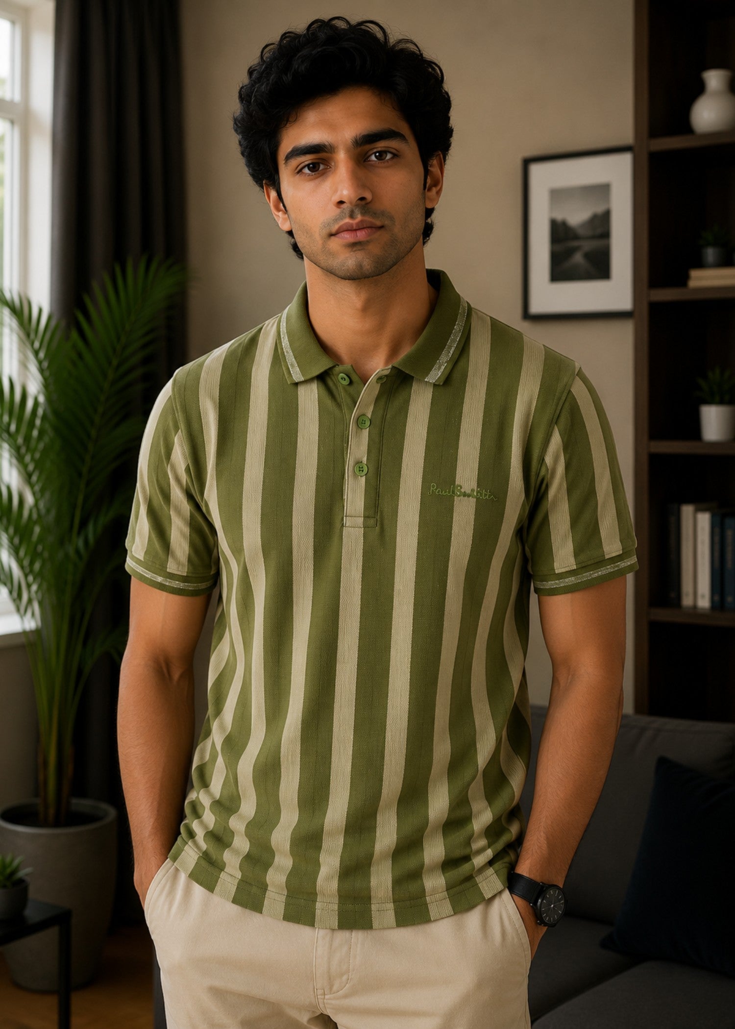 cotton Polo Shirt in Army green