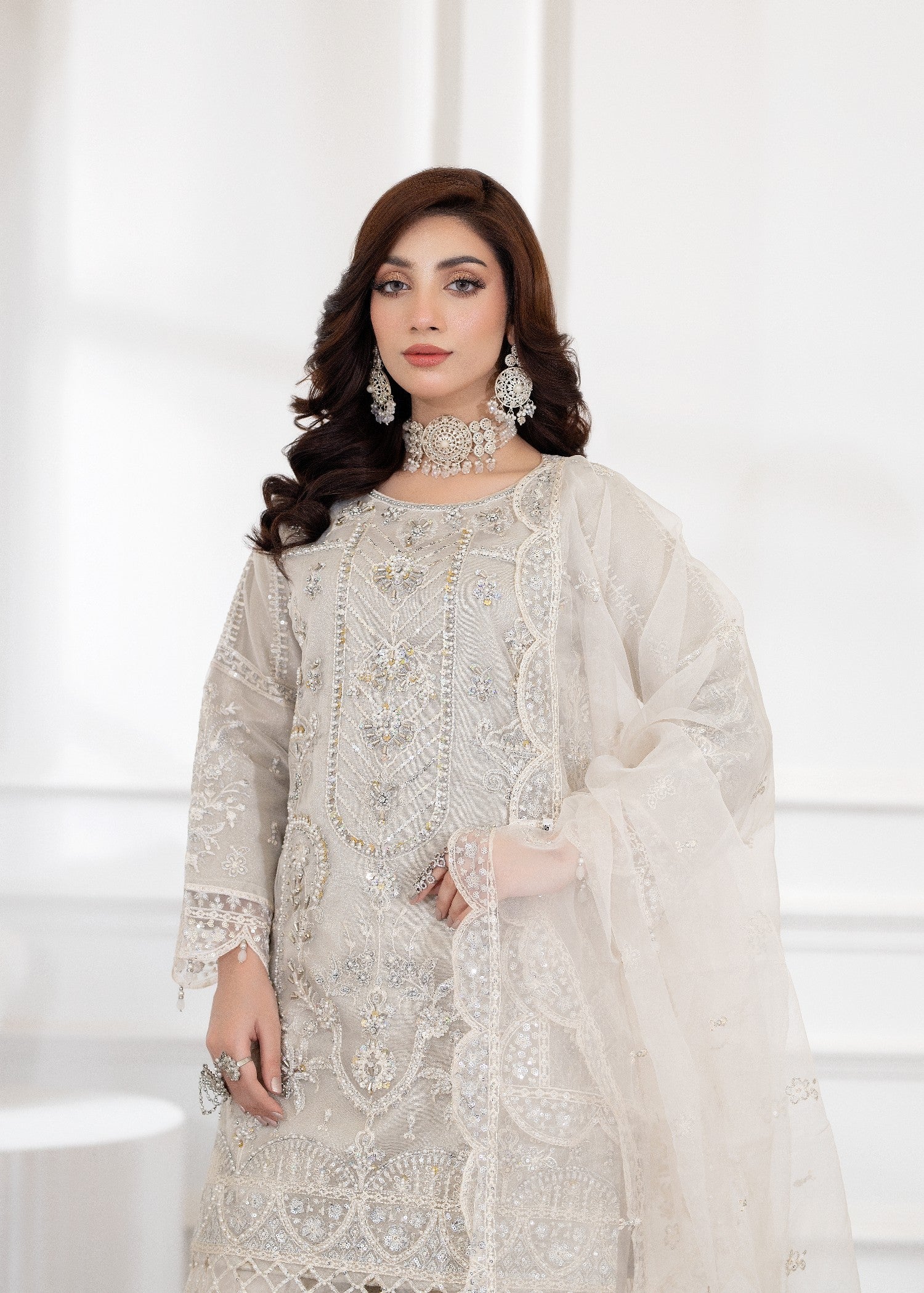 organza Sharara in Ivory