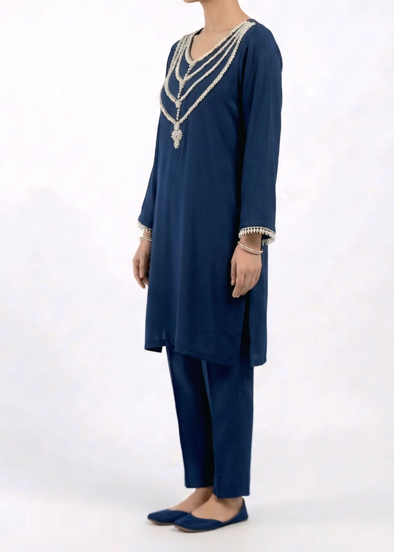 georgette Kurta Set in Navy blue