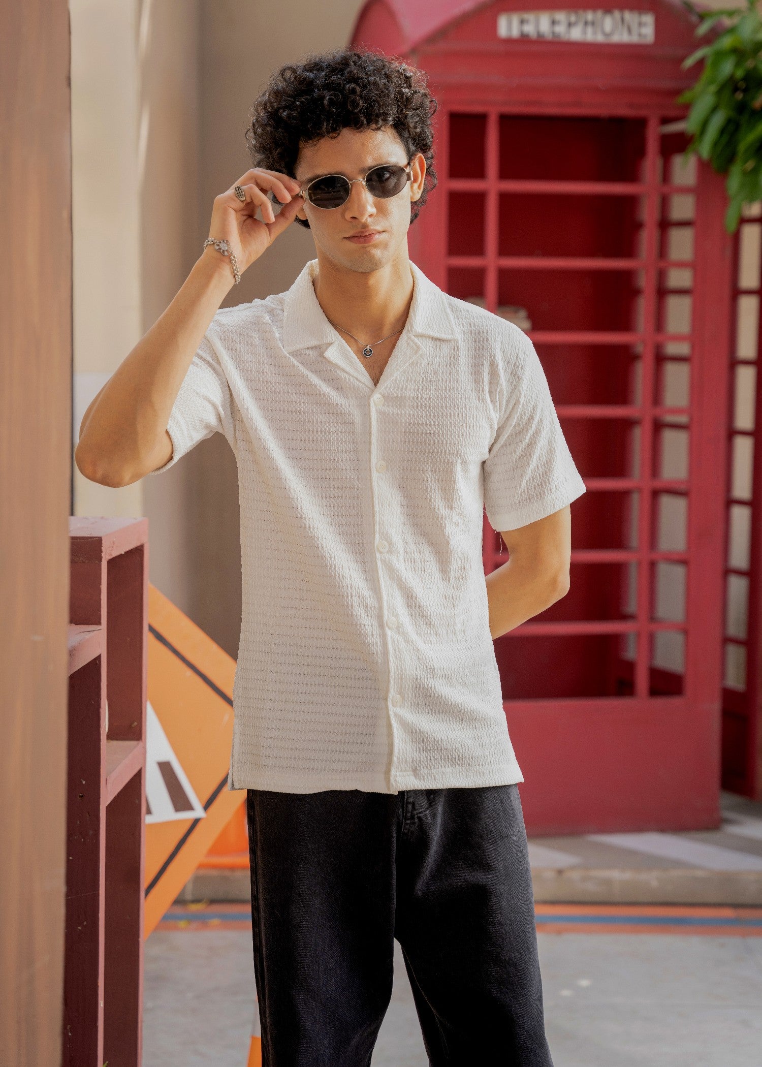 cotton Casual Shirt in White, white smoke
