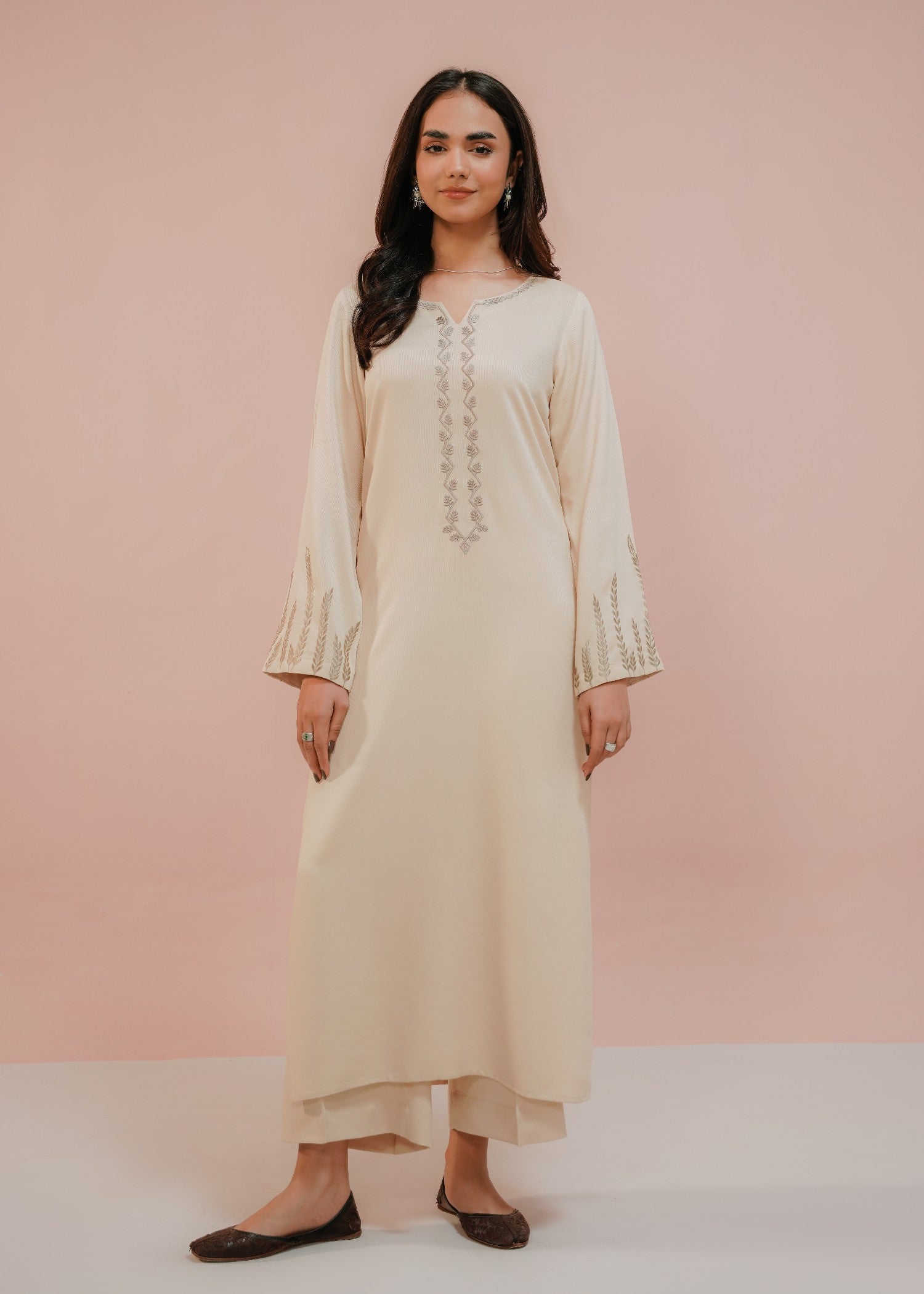 corduroy Kurta Set in Ivory