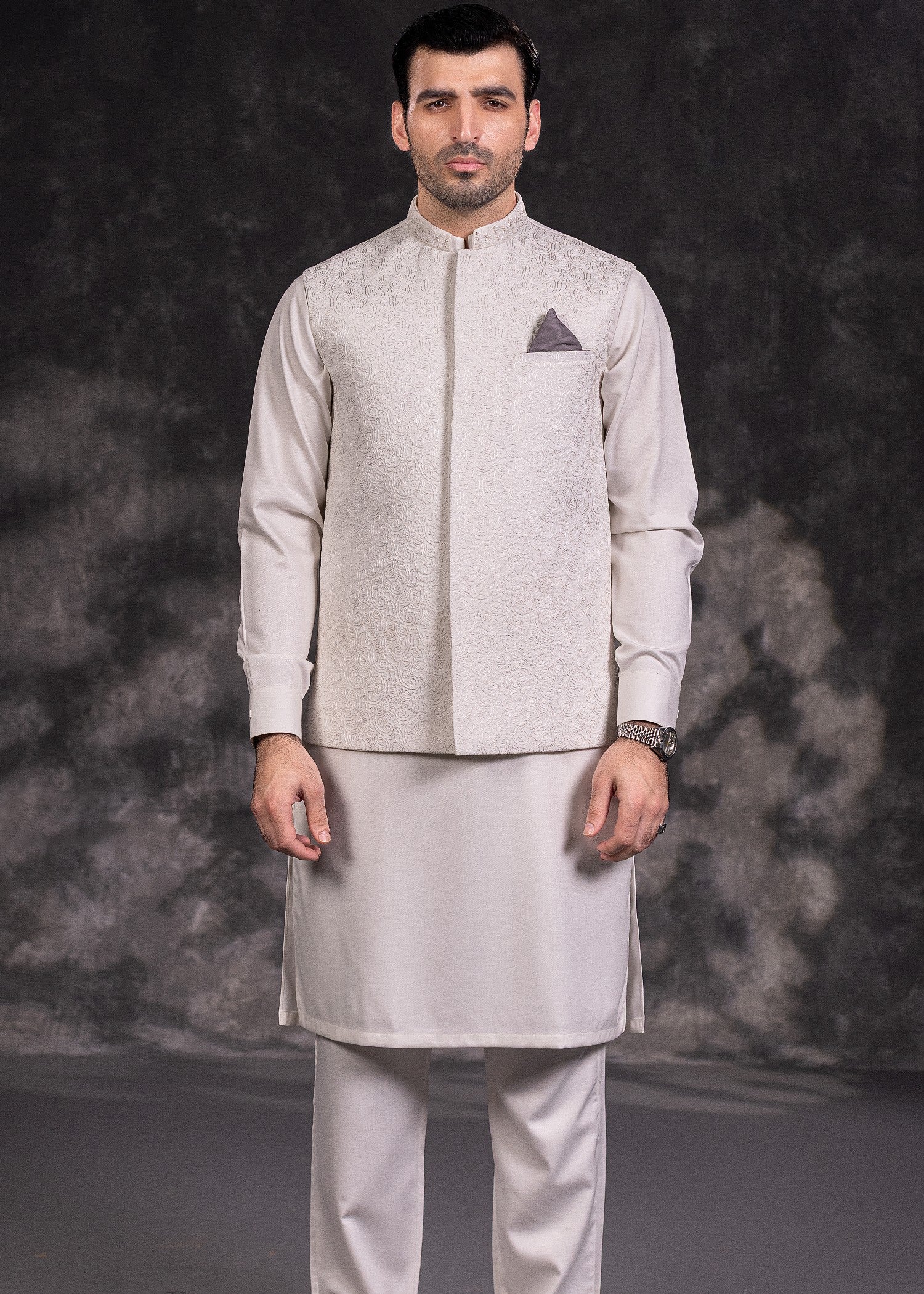 wool Waistcoat in Frost by Kafoor Clothing
