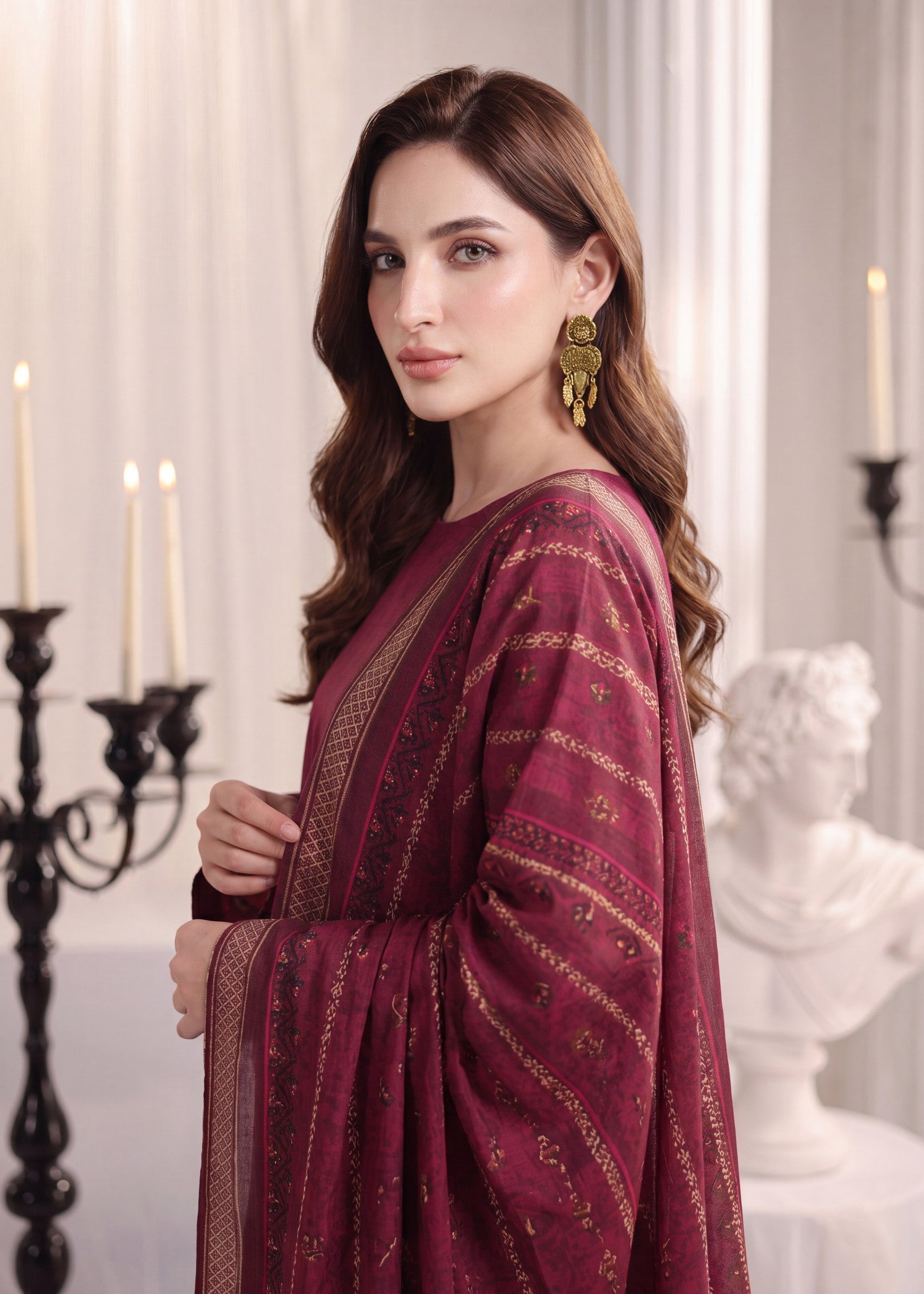 wool Unstitched in Maroon