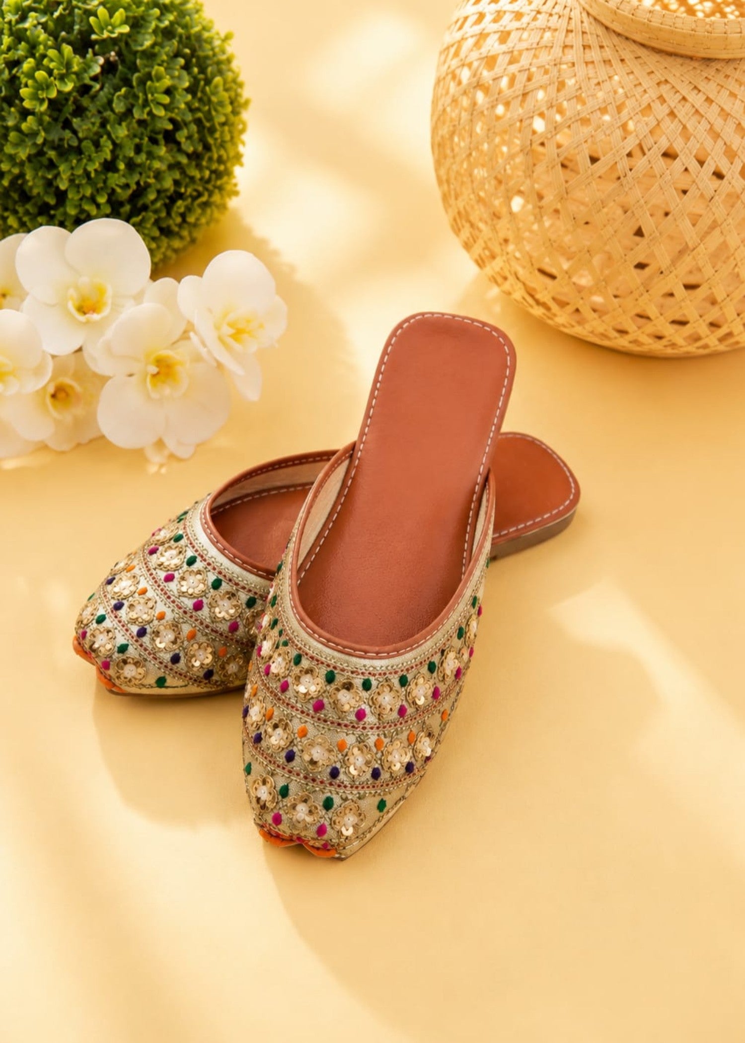 Khussa in Beige by - High Quality Women Khussa IWK7615