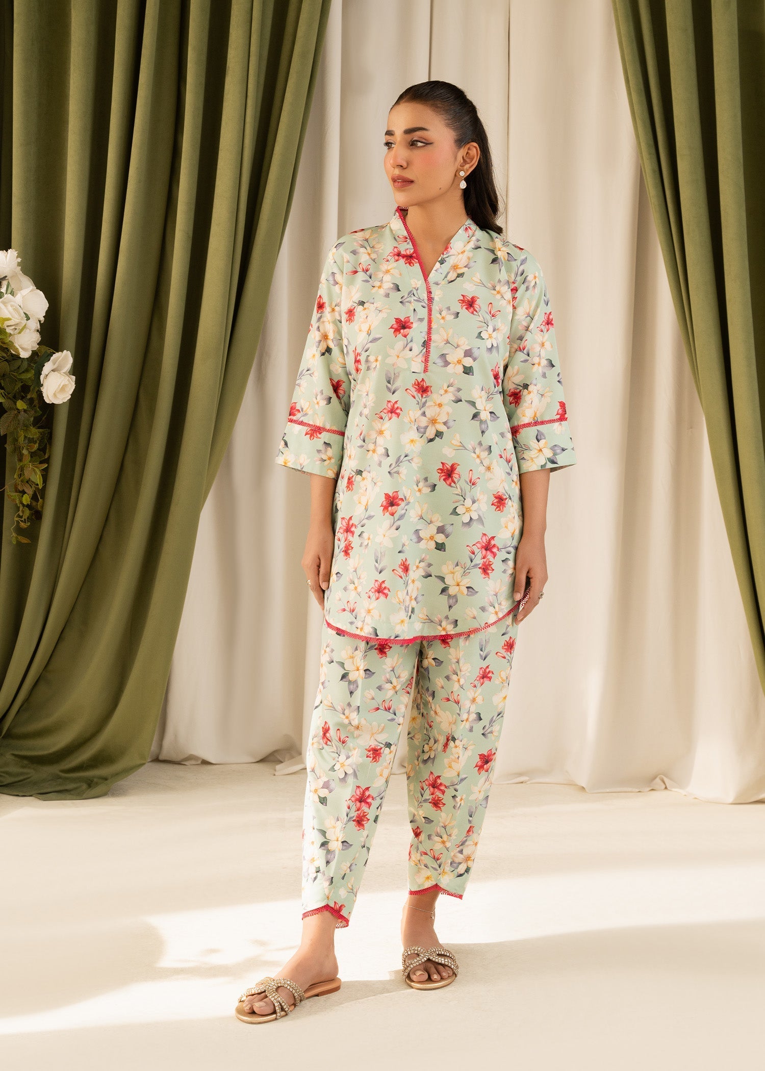 lawn Co Ord Sets in Pistachio green
