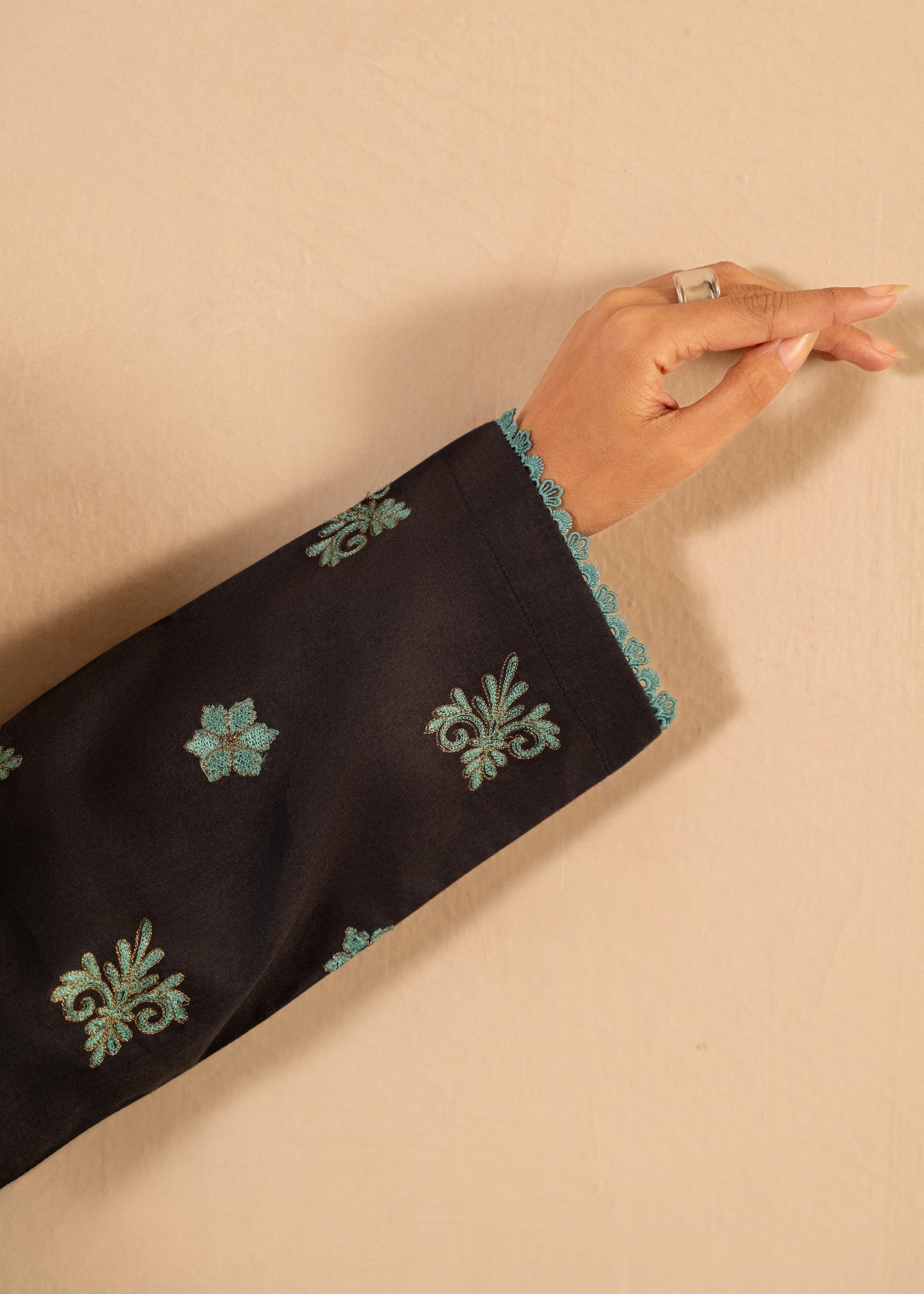cotton Kurta Set in Charcoal black