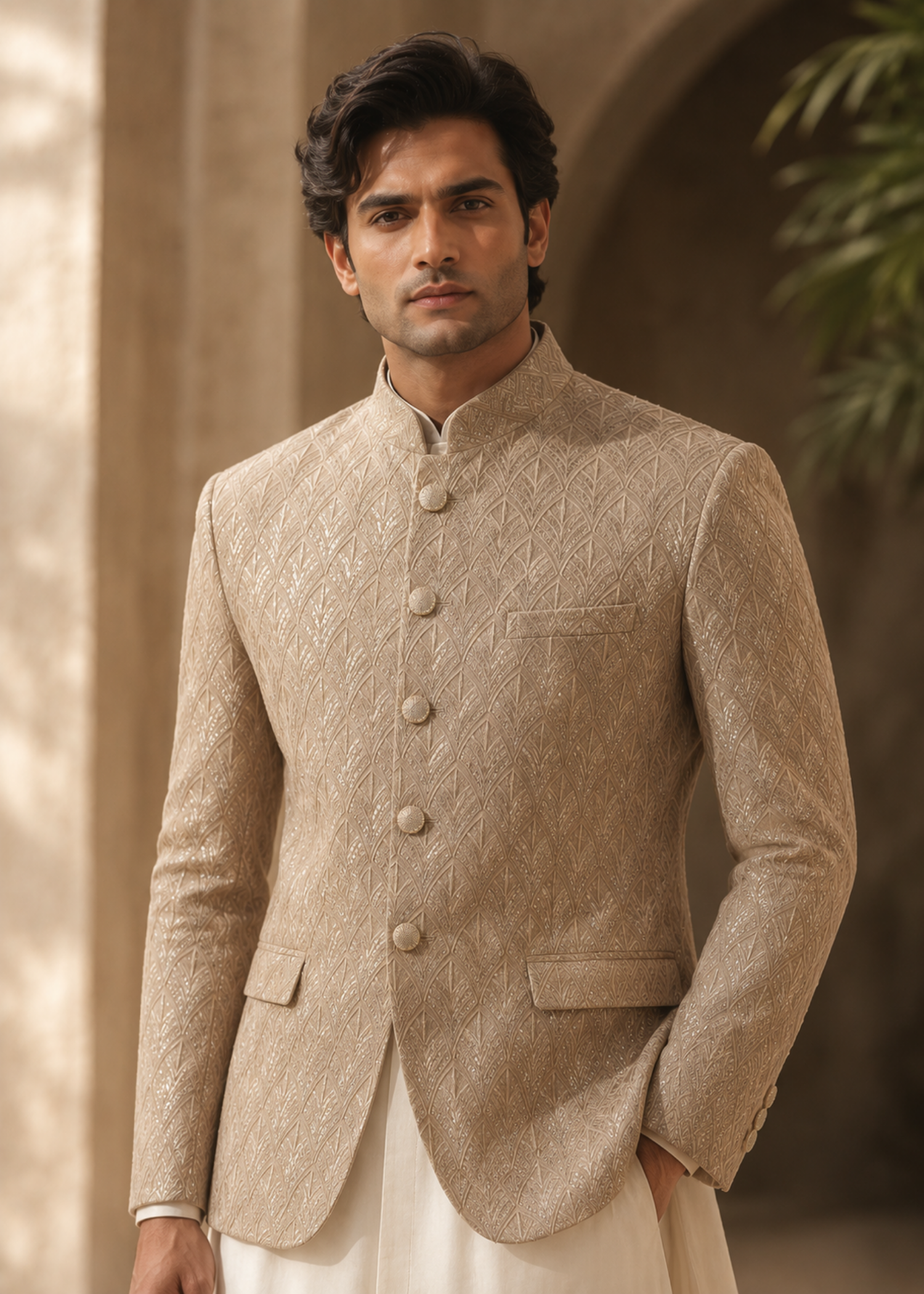 silk Prince Coat in Tan brown