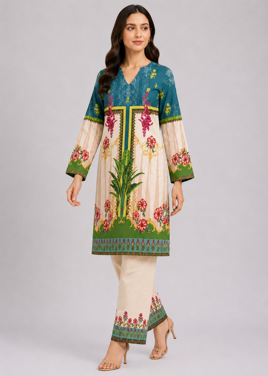poly lawn Co Ord Sets in Sea green