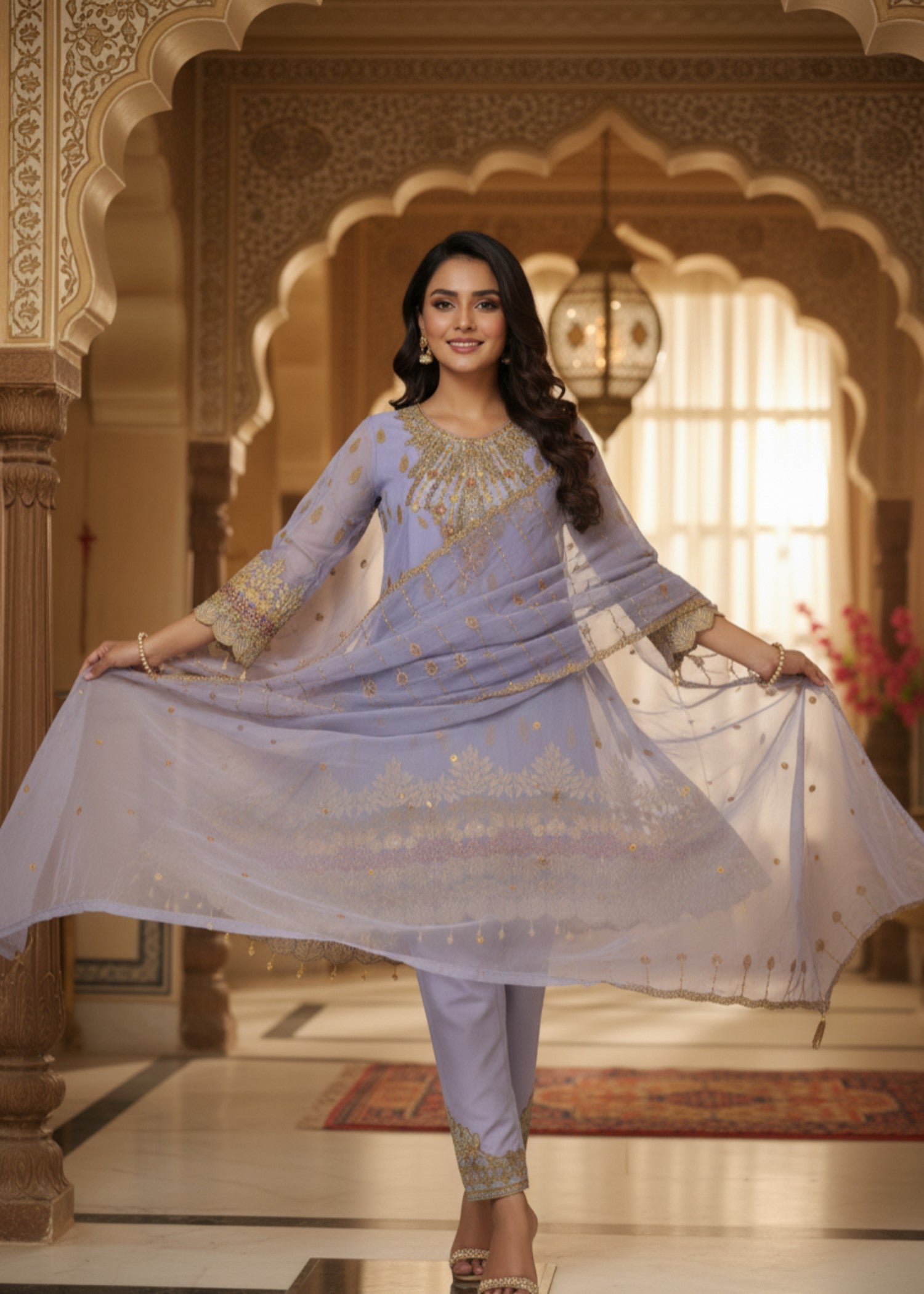 chiffon Short Frock in Purple mountain majesty