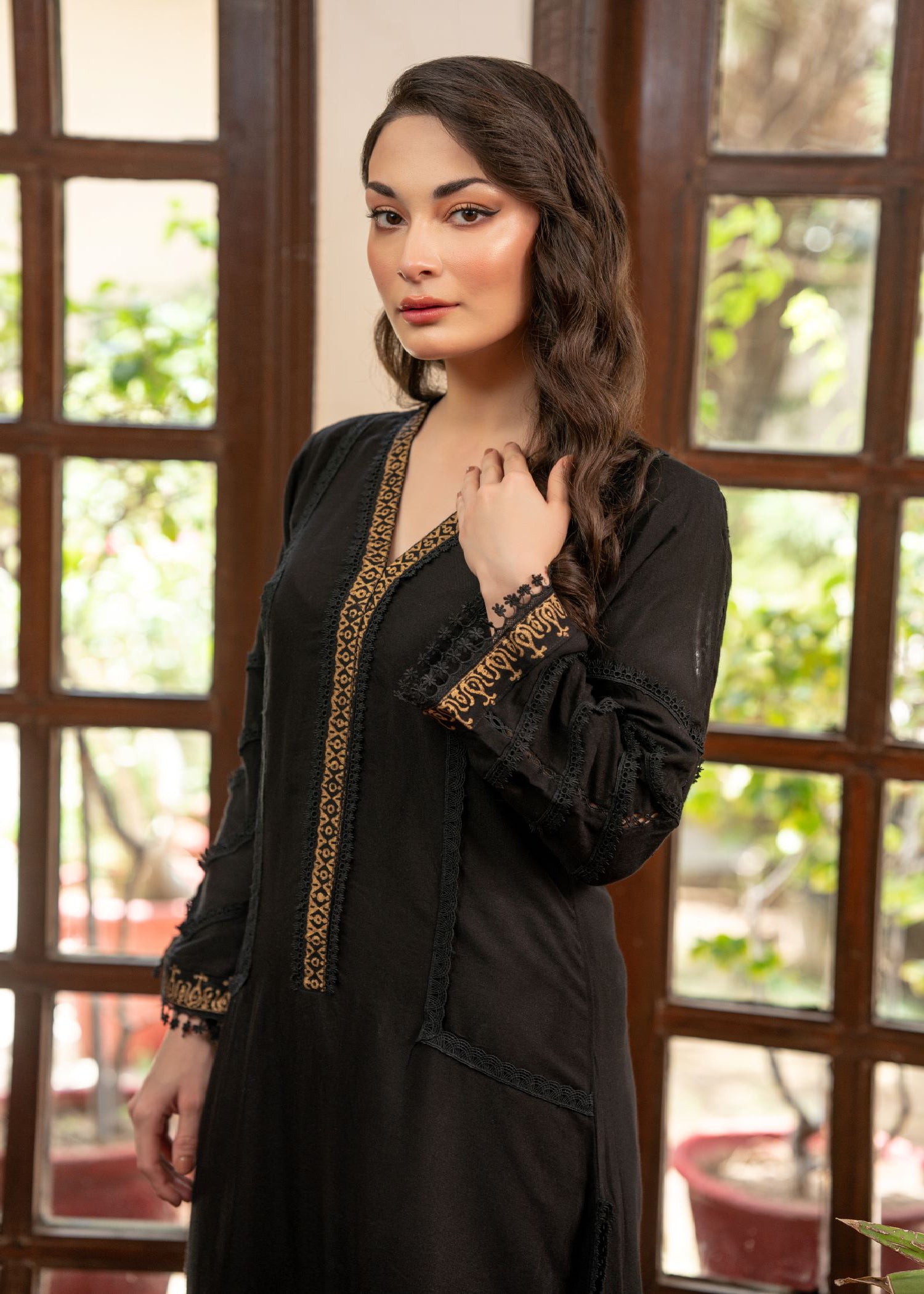 cotton net Kurta Set in Black