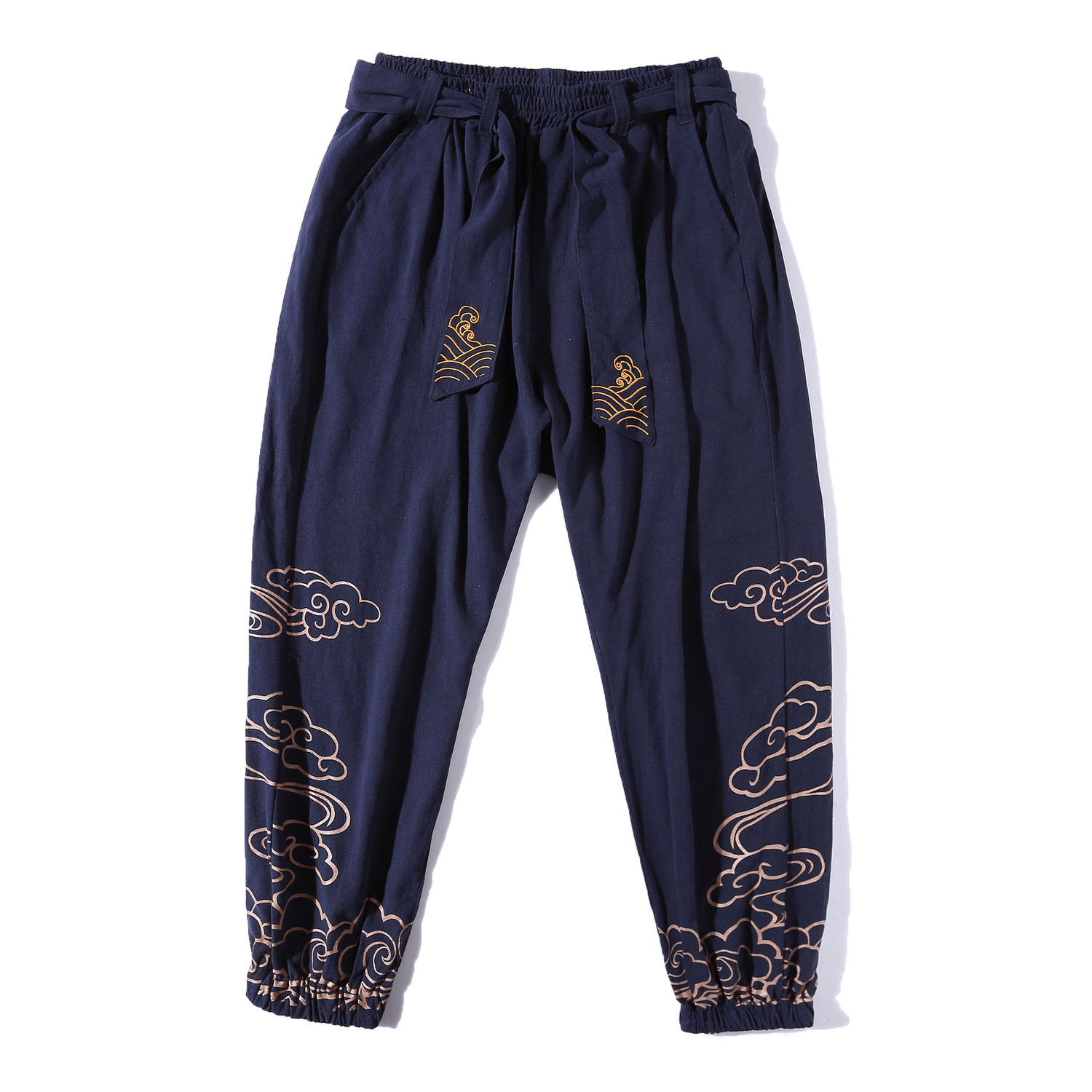 New Chinese Style Men'S Trousers Printed Loose Wide-Leg Trousers plus Size