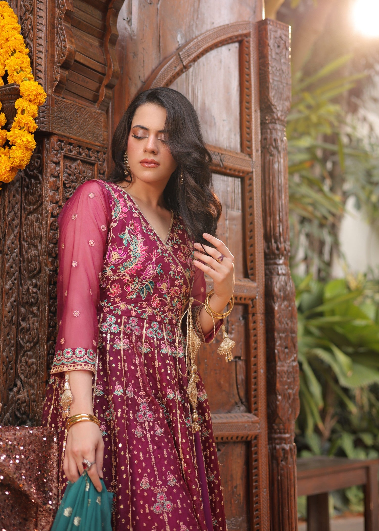 organza Angrakha in Magenta