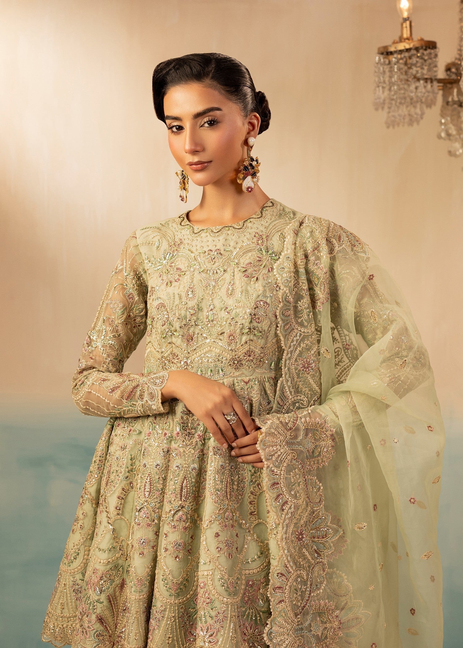 organza Peplum in Mint green