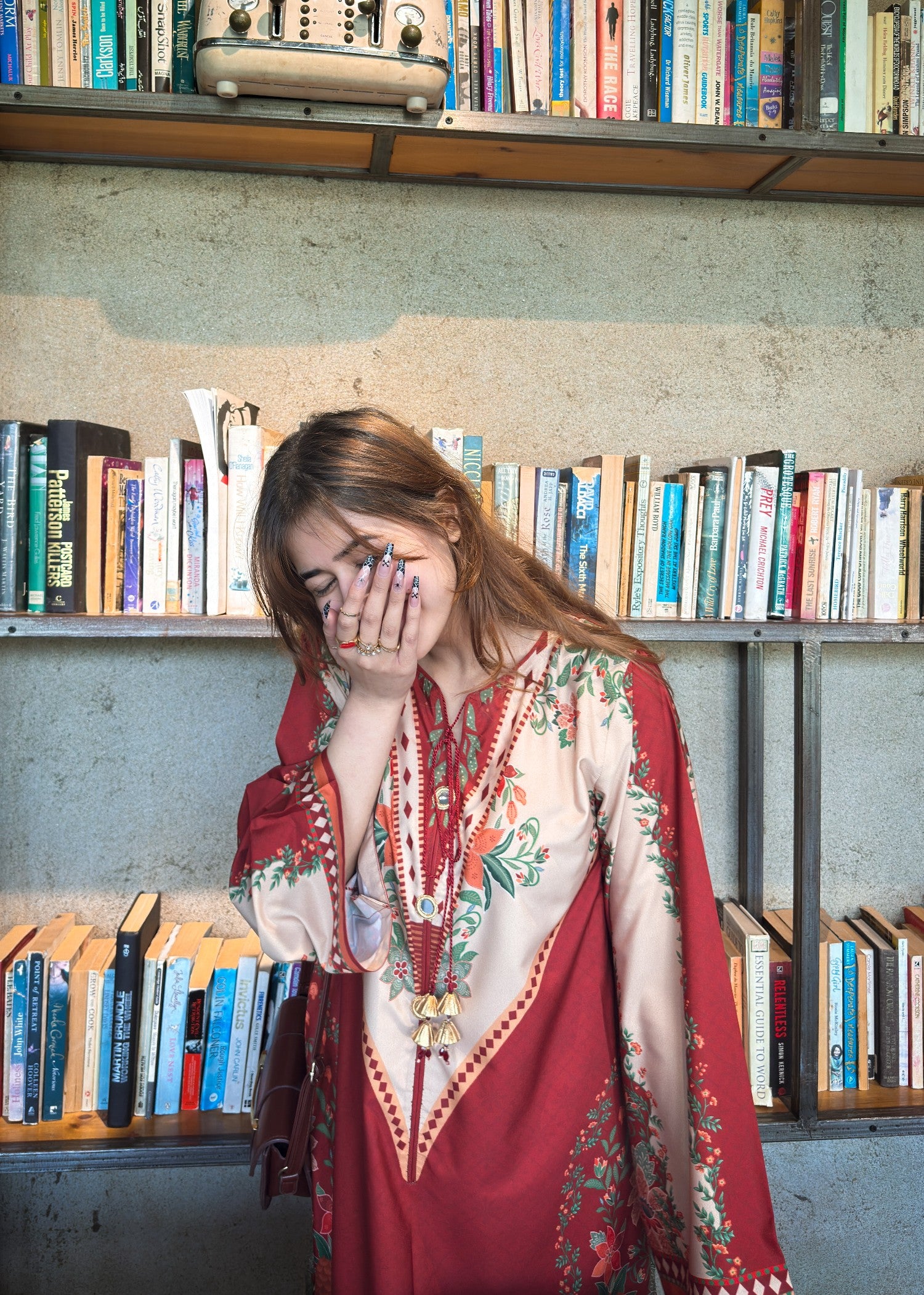 crepe Kurta Set in Rust red