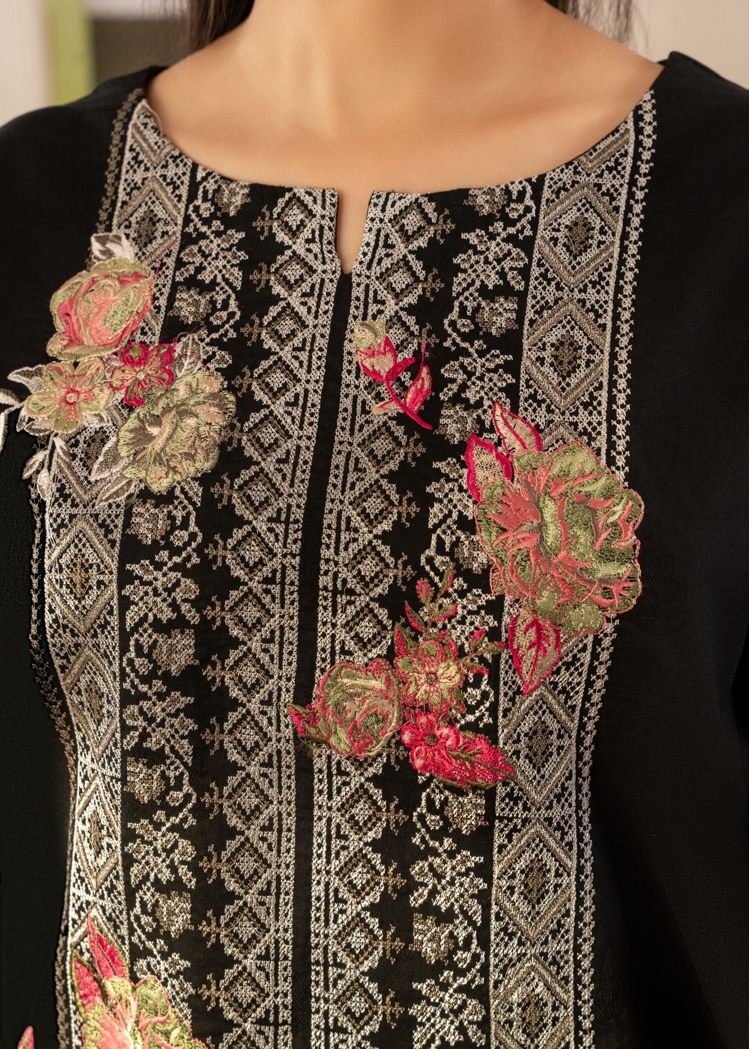 lawn Kurti in Black
