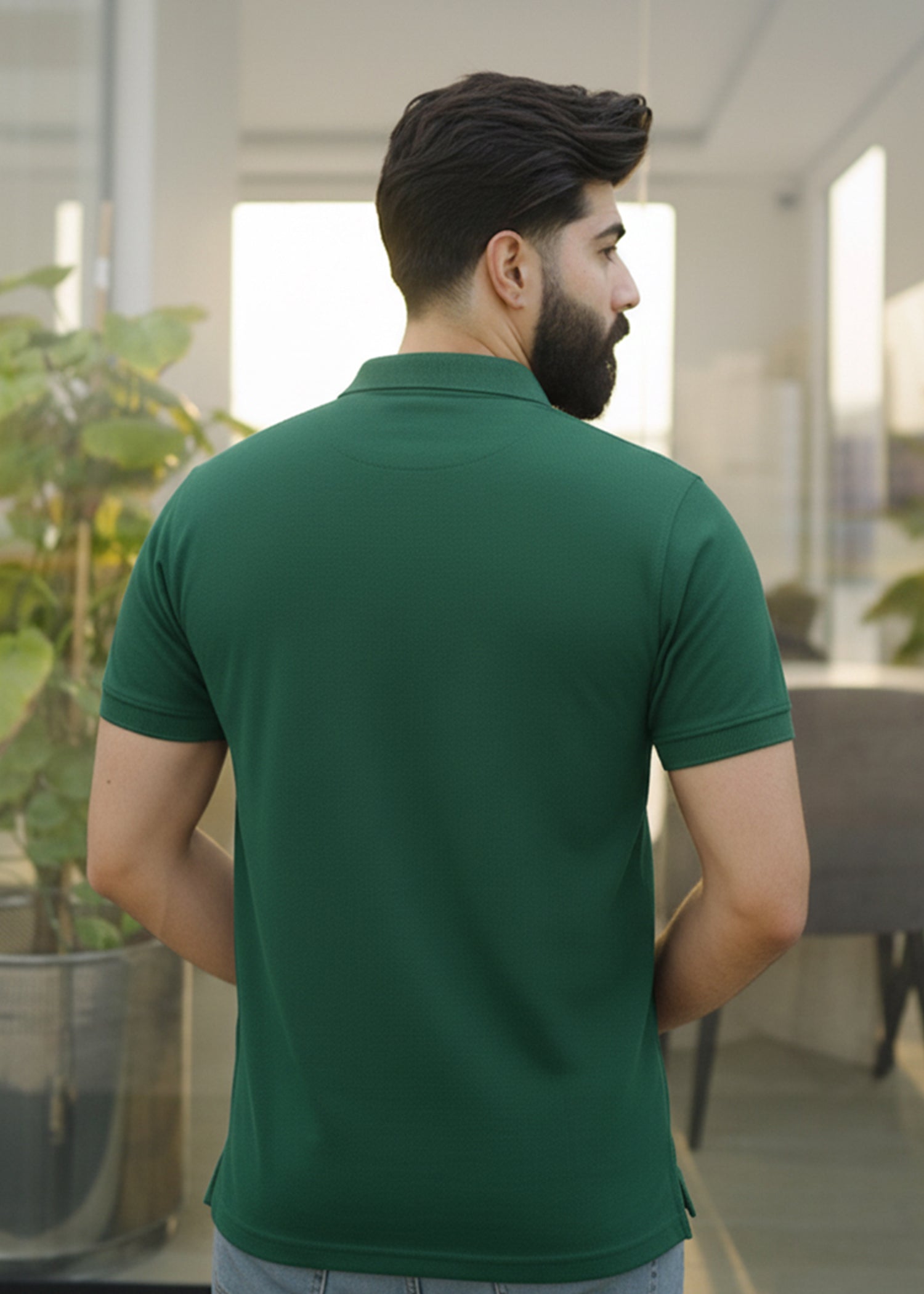 cambric cotton Polo Shirt in Green