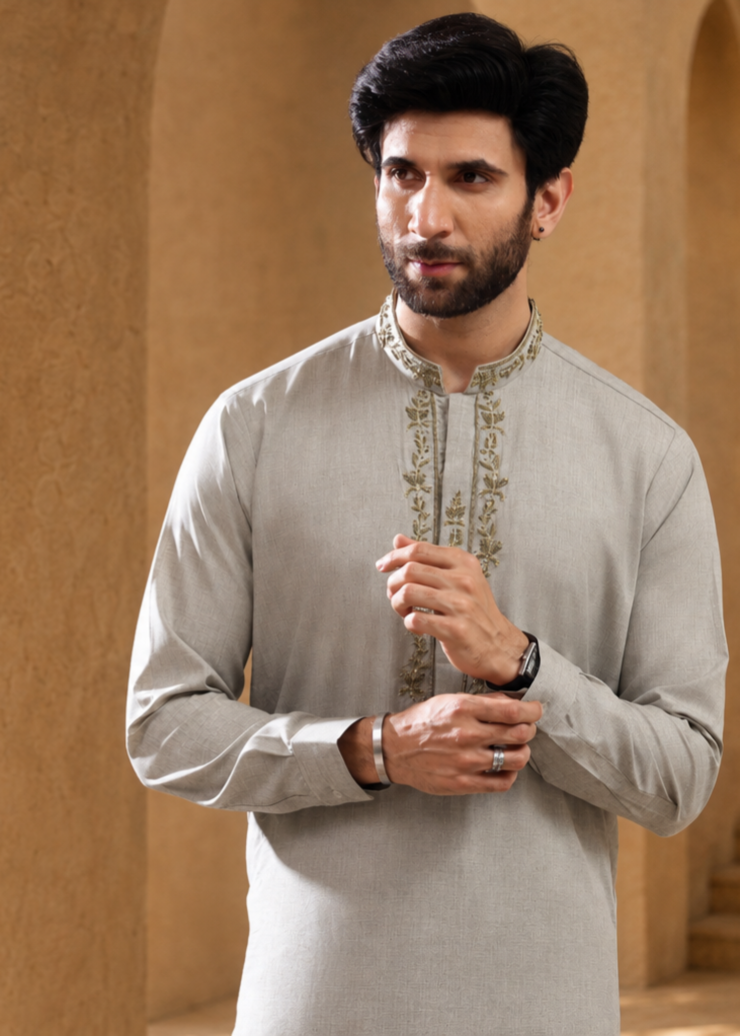 wash & wear Shalwar Kameez in Smoke grey by The Great Masters (TGM)