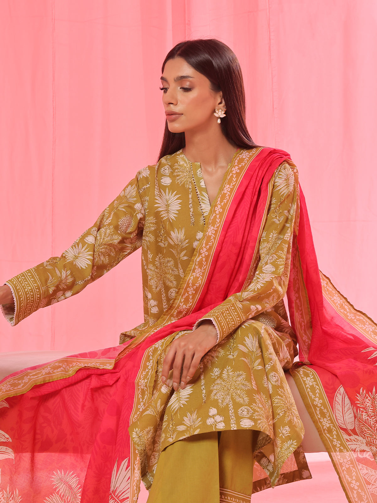 lawn Kurta Set in Green