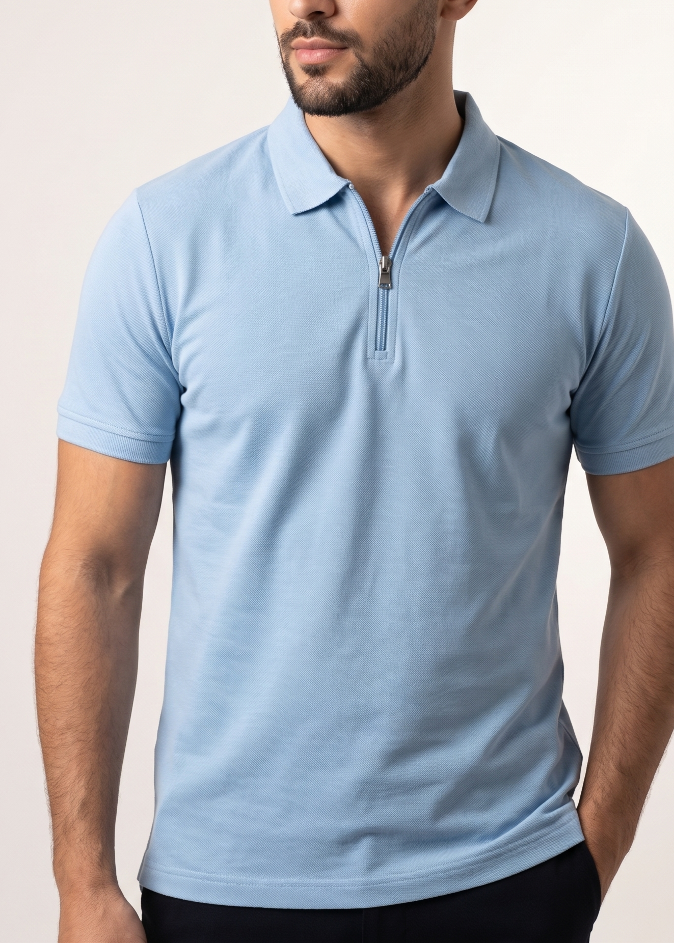 cotton pique Polo Shirt in Sky blue by MINT By Muraqsh