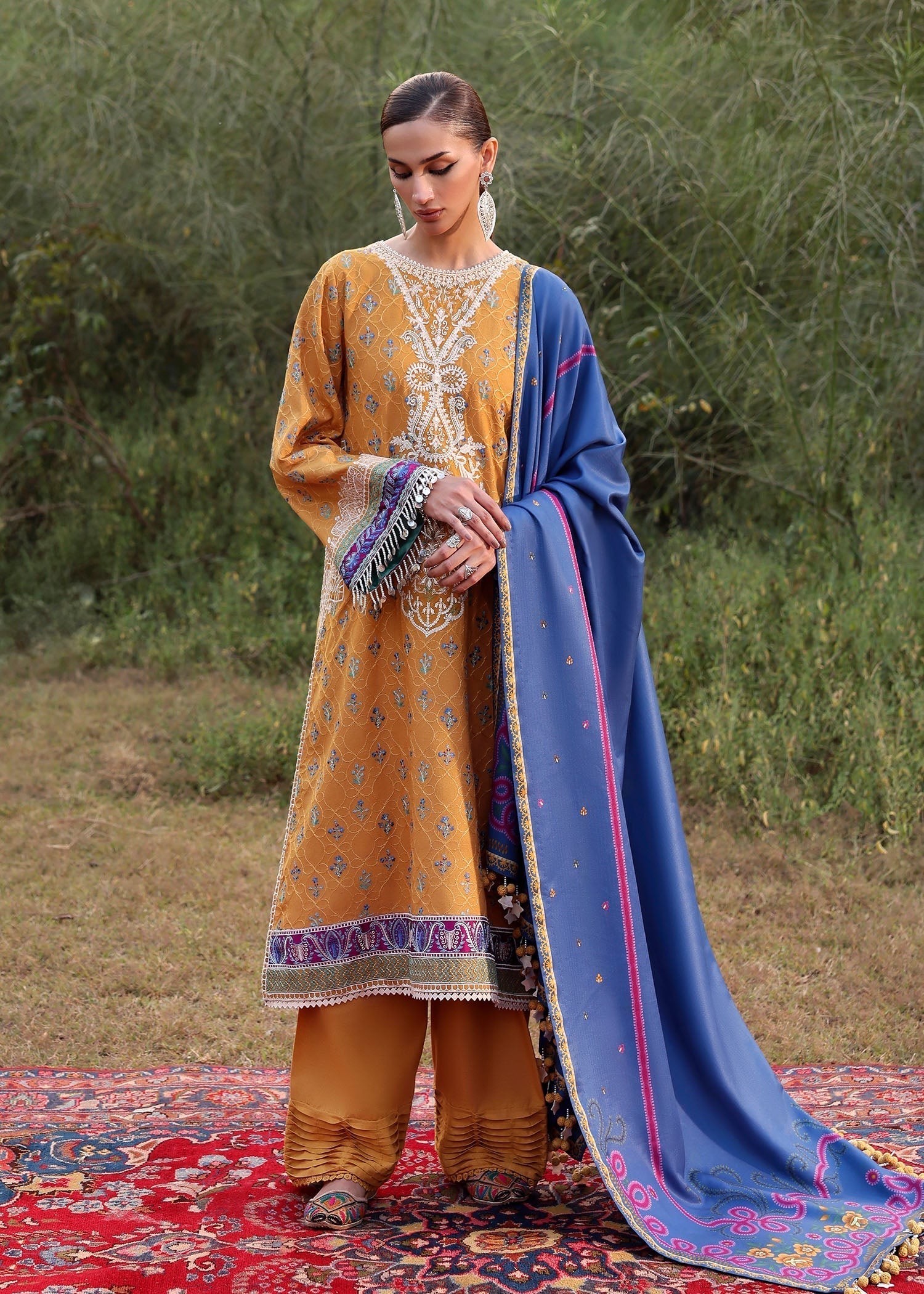 karandi Unstitched in Mustard