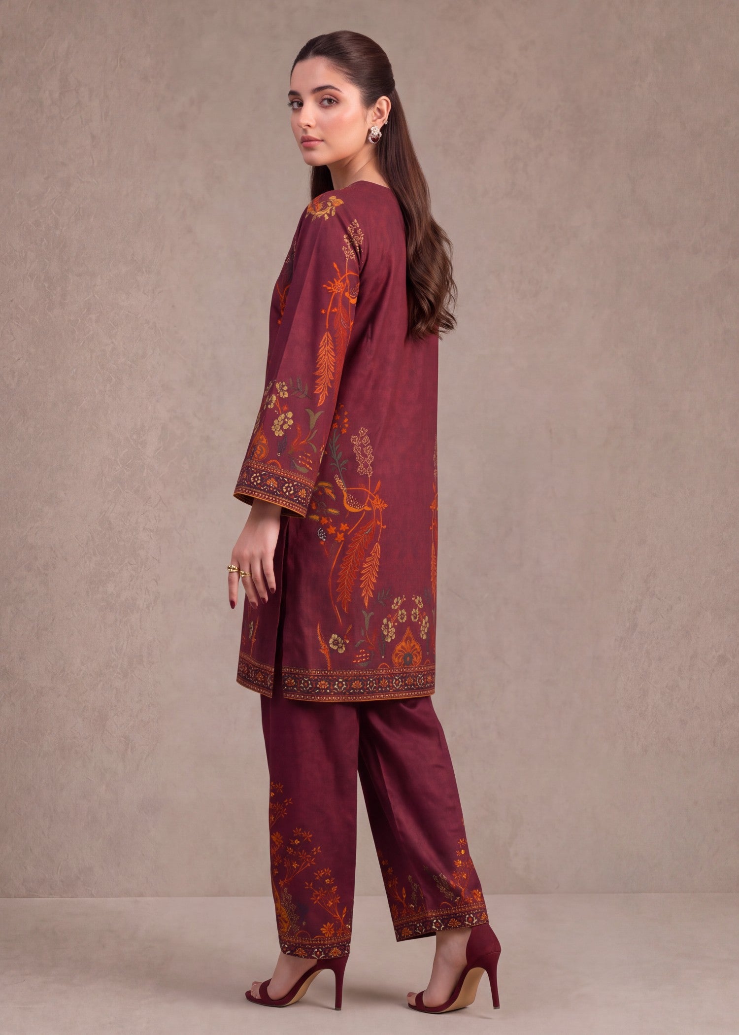 polyester crepe Co Ord Sets in Maroon