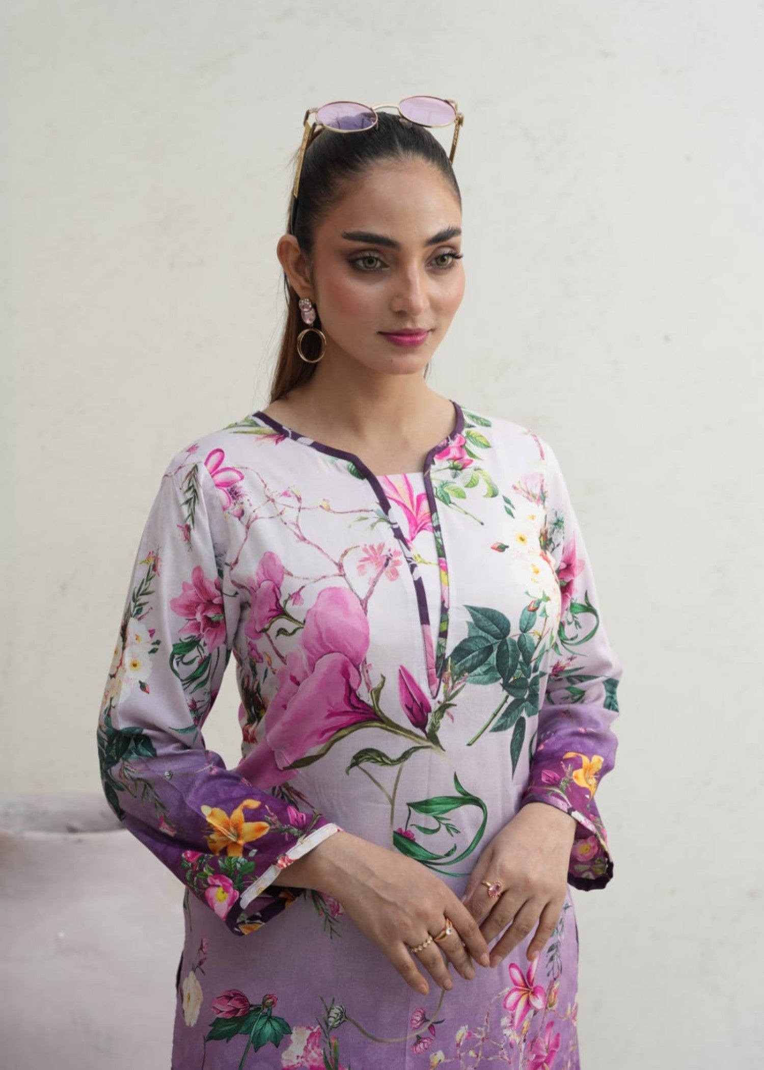linen Co Ord Sets in White, purple