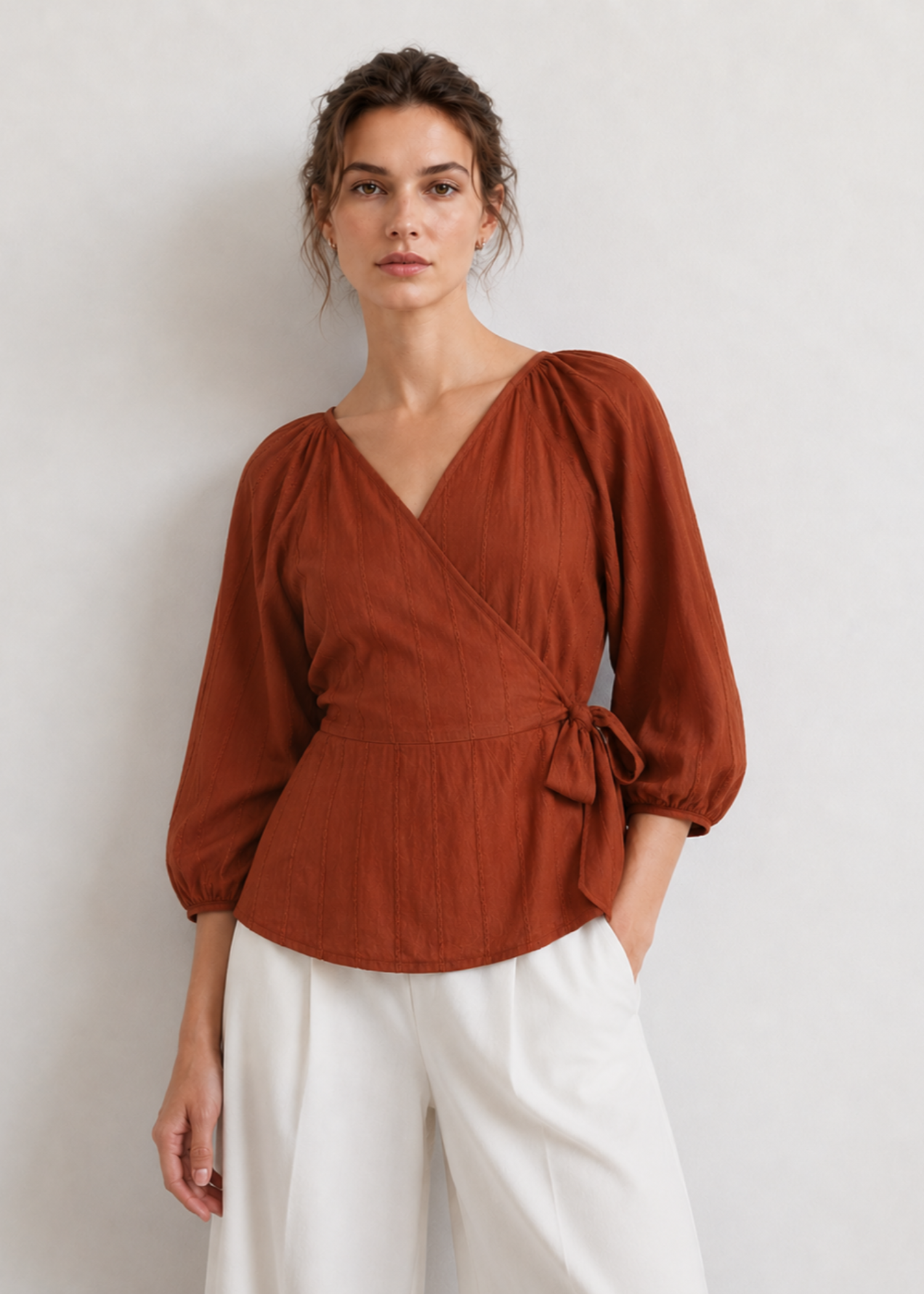 linen Blouse in Russet brown