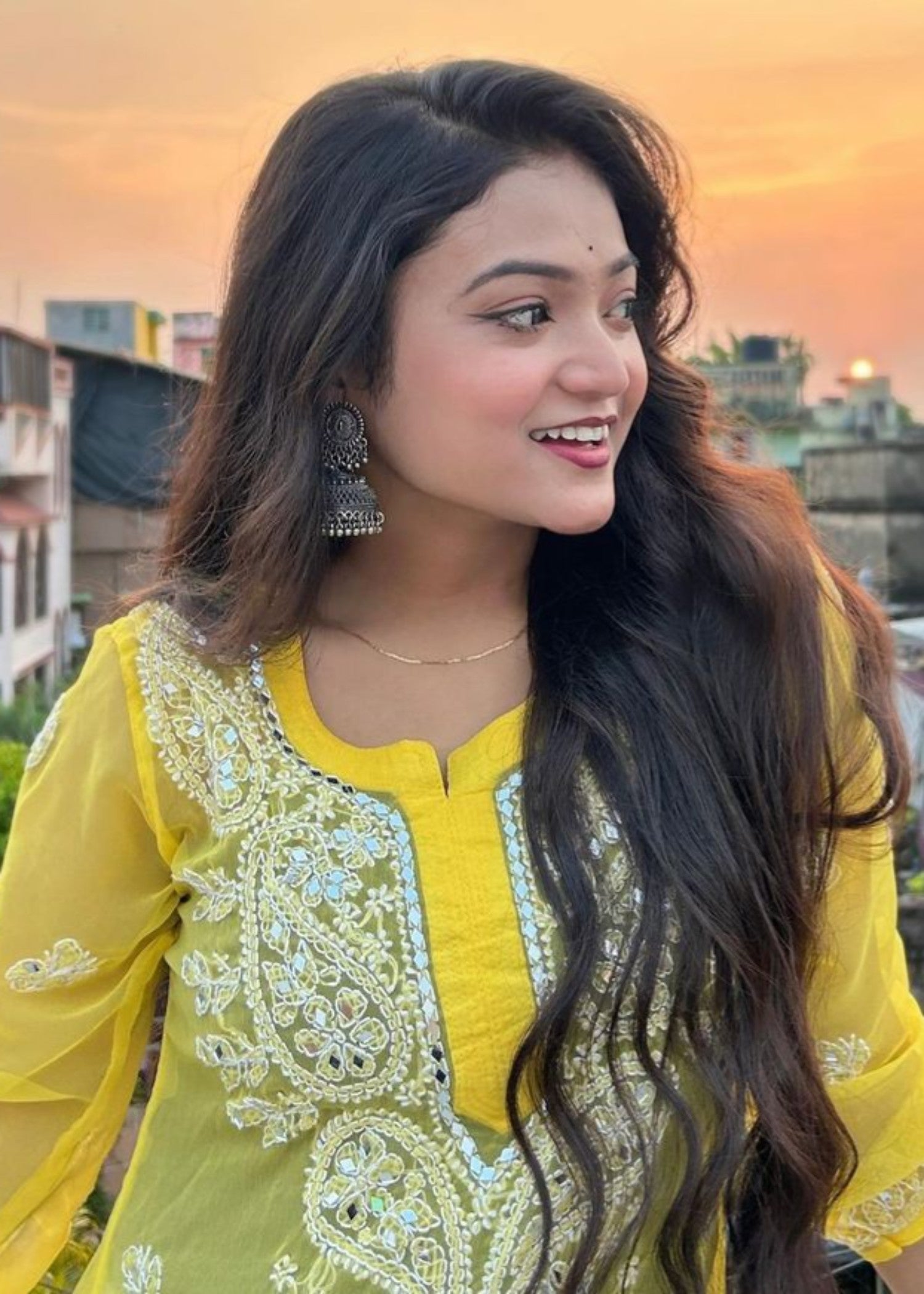 chiffon Kurti in Yellow