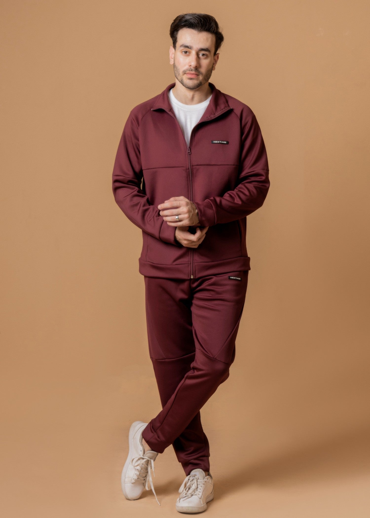 polyester-spandex Tracksuit in Maroon