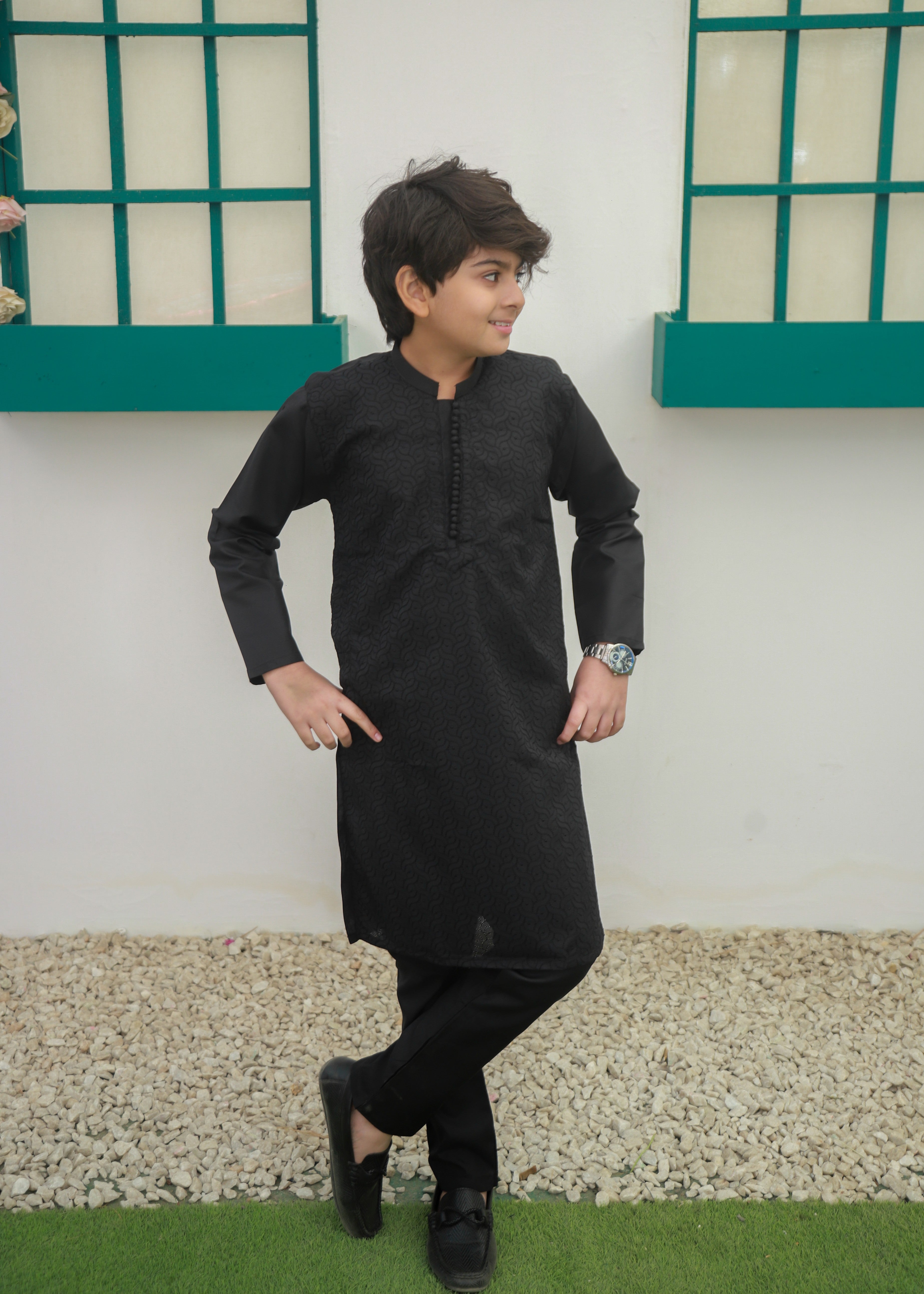 cotton Kurta Set in Onyx